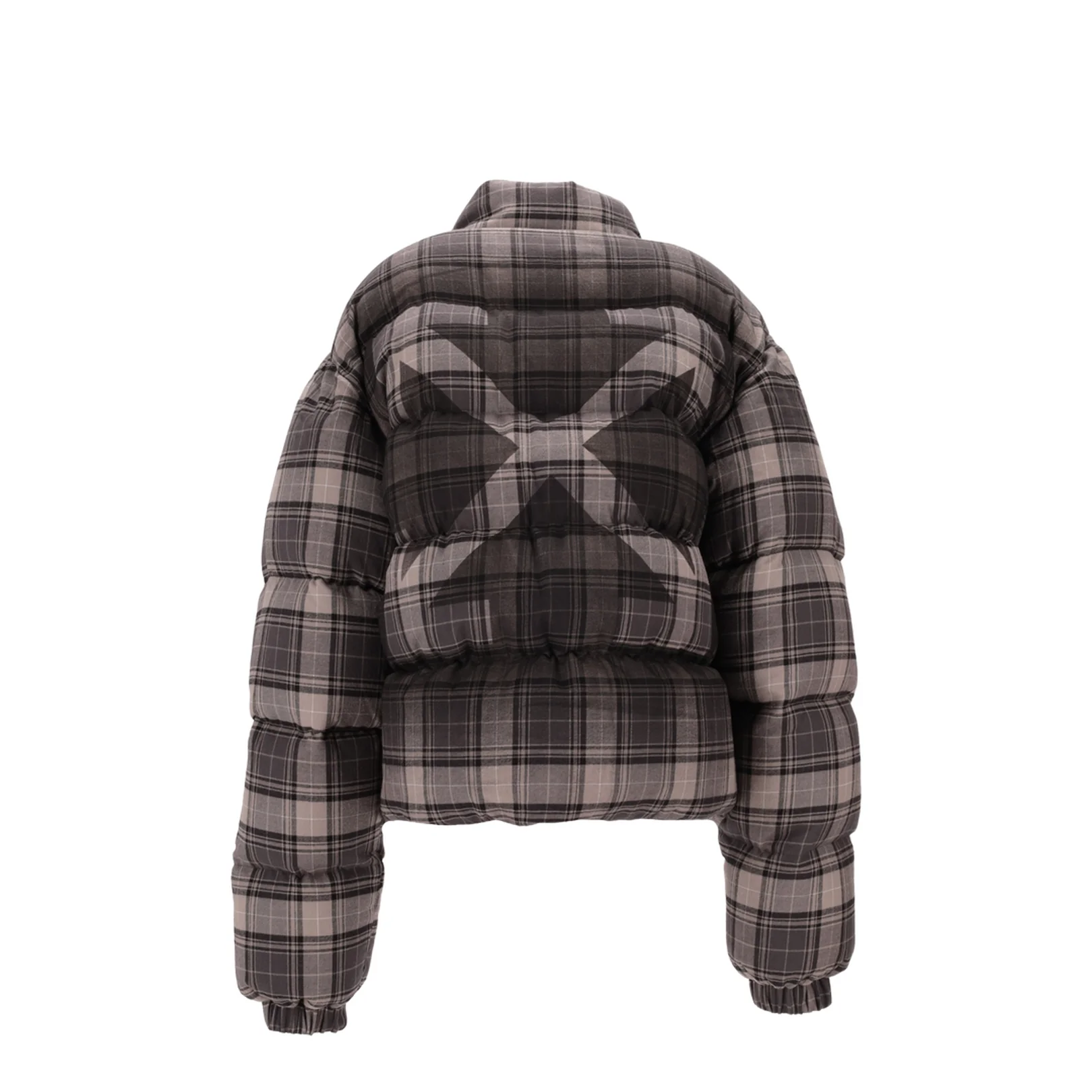 Spray Arr Check Flan Down Jacket Dark Grey - Image 4
