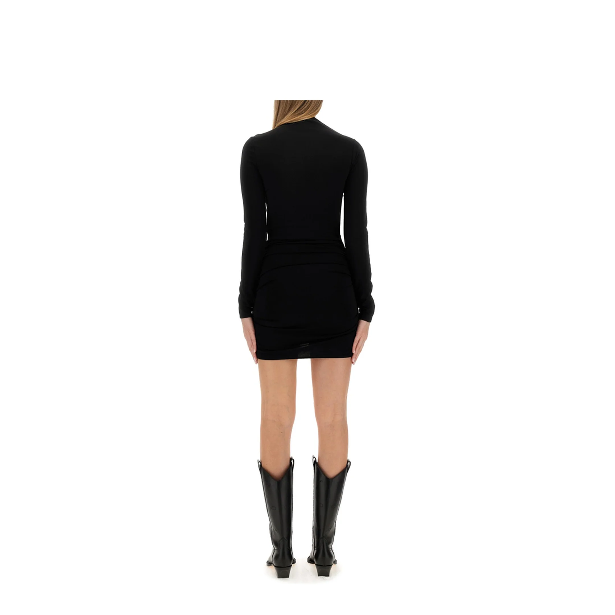 Stamp Twist Detail Mini Dress Black - Image 3