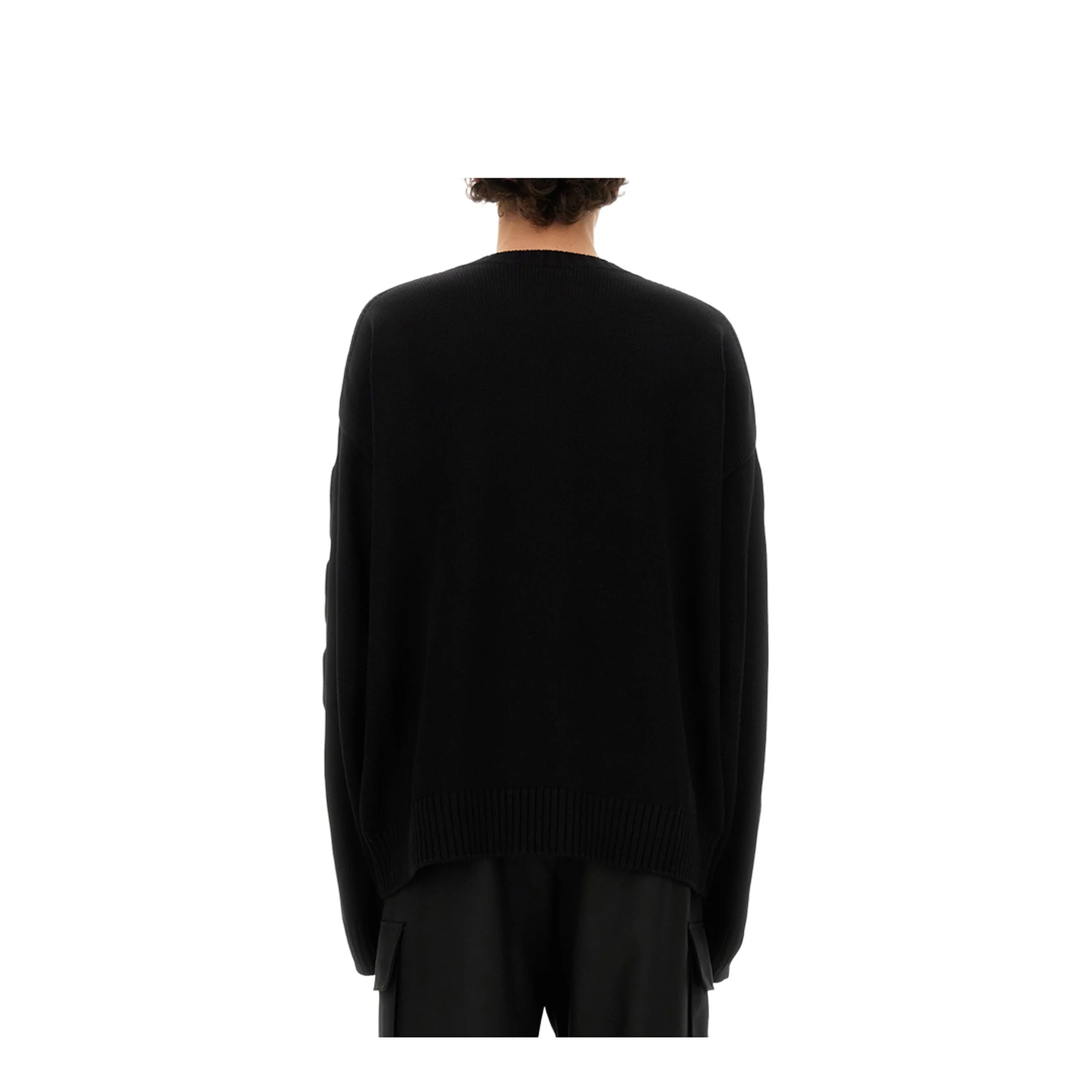 Sweater with Embossed Diagonal Motif Black - Image 3