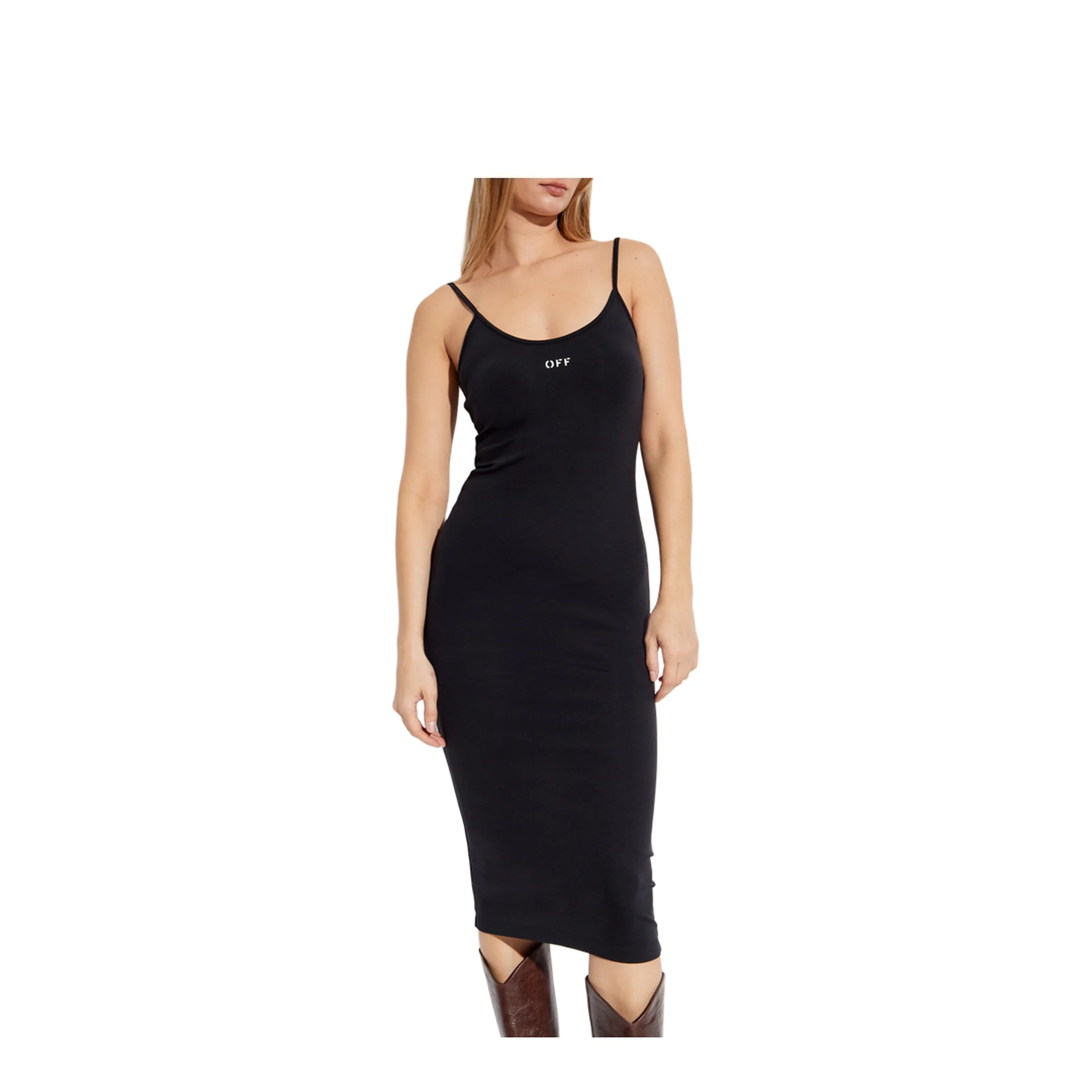 Sleek Strappy Midi Dress Black - Image 3