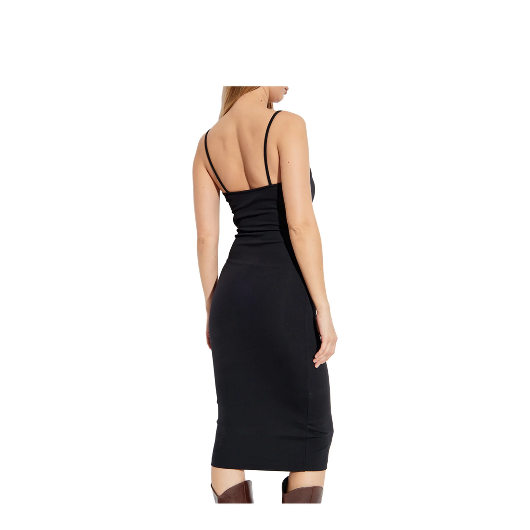 Sleek Strappy Midi Dress Black - Image 4