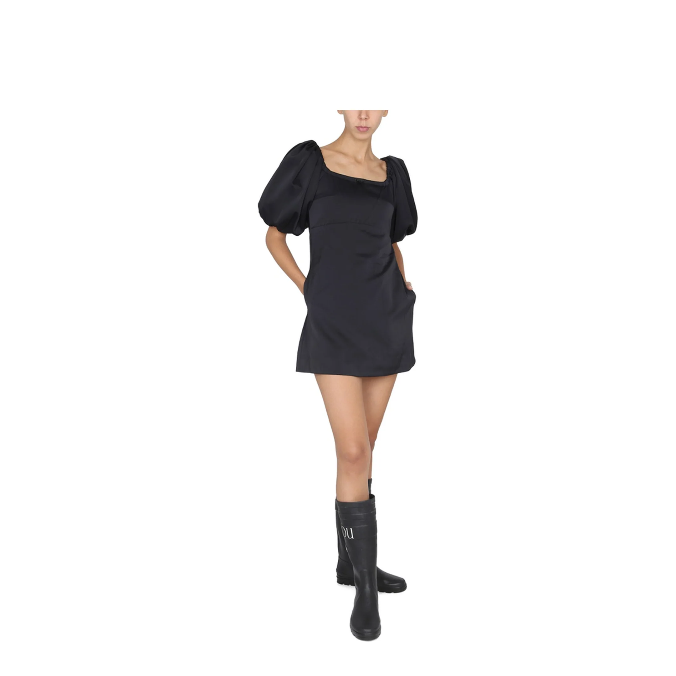 Balloon Sleeve Mini Dress in Recycled Satin - Image 2