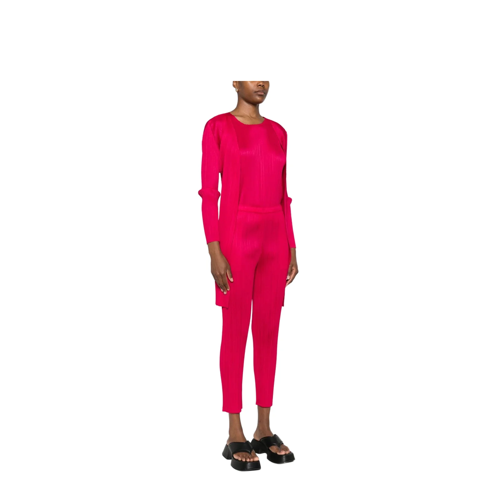 Pleated Cardigan In Pink - Image 3