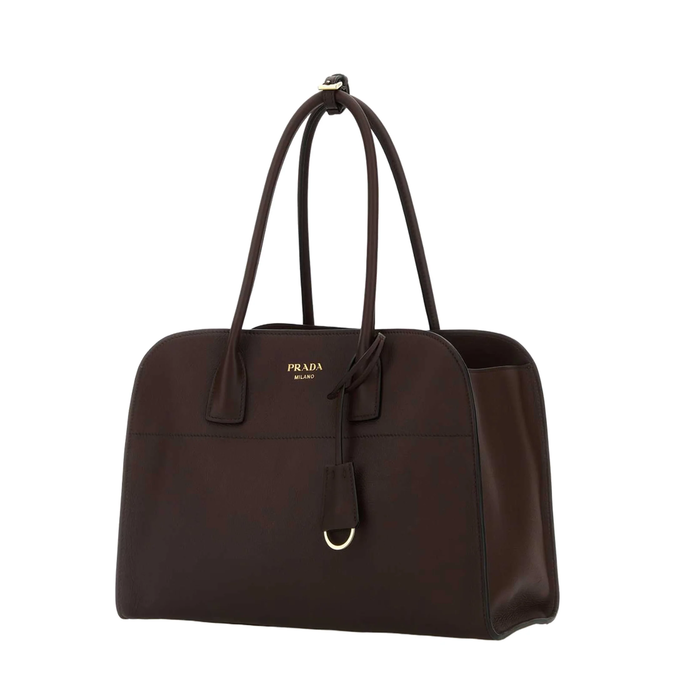Aubergine Leather Medium Shopping Bag - Image 2