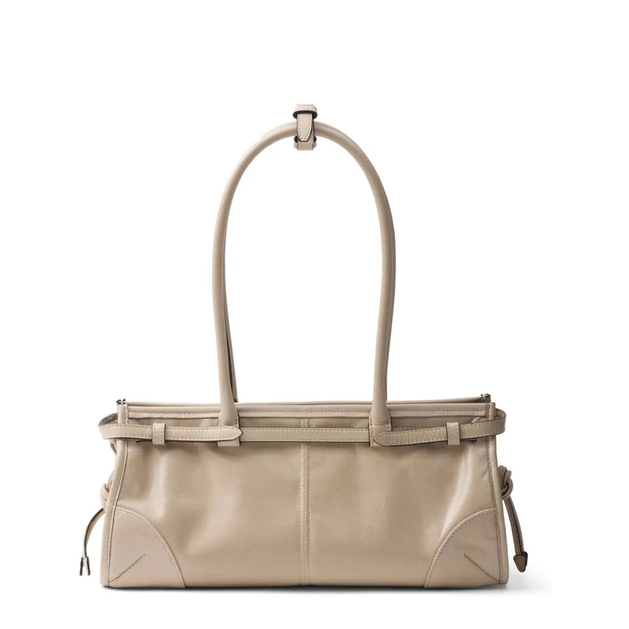 Bonnie Medium Leather Shoulder Bag - Cream - Image 5