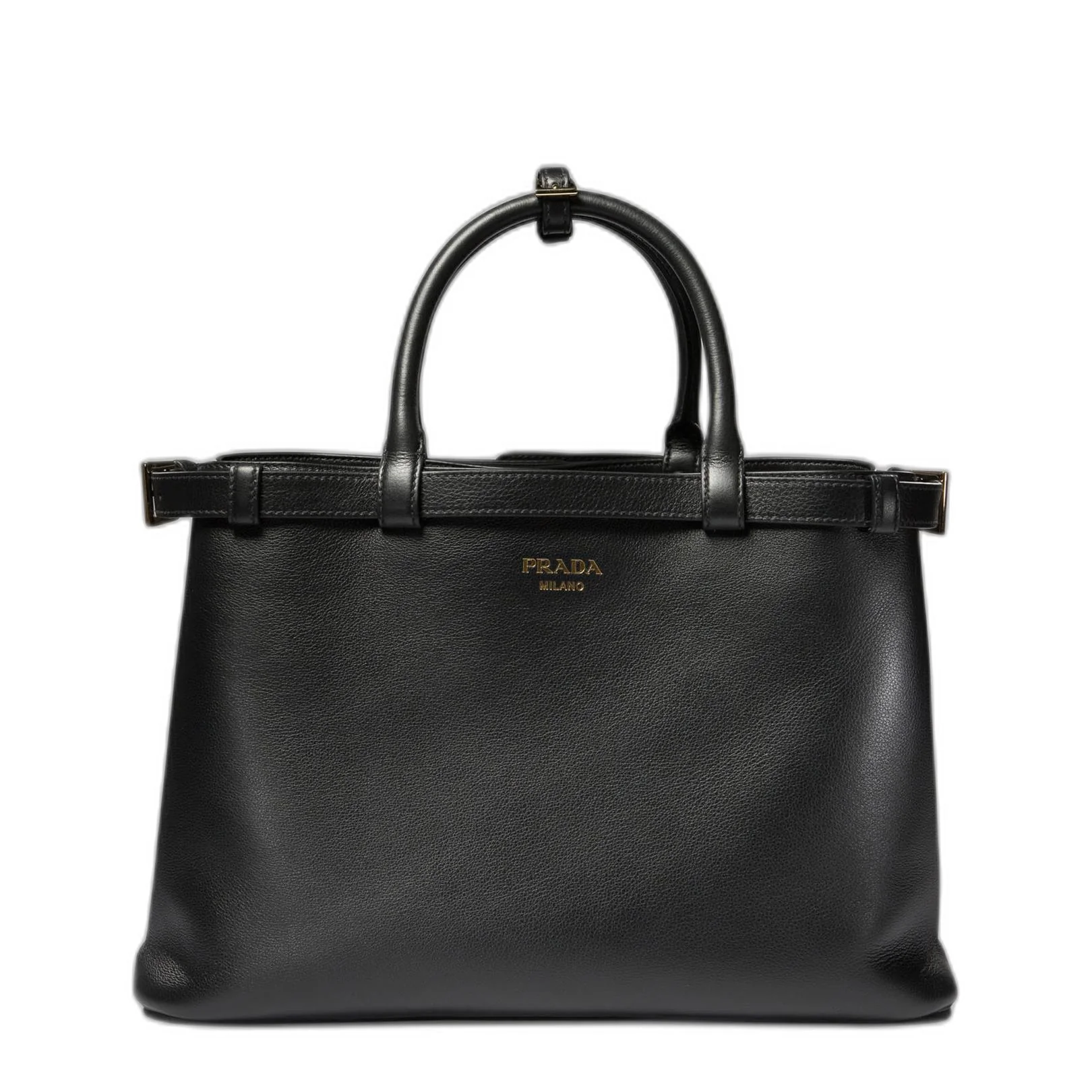 Buckle Medium Grainy Leather Handbag