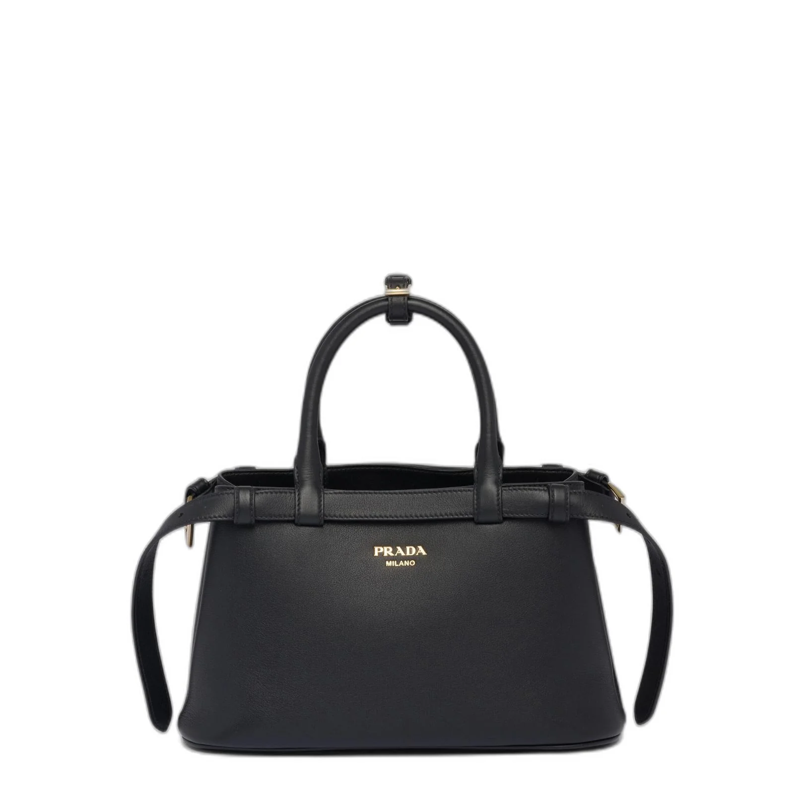 Buckle Small Grainy Leather Handbag - Black