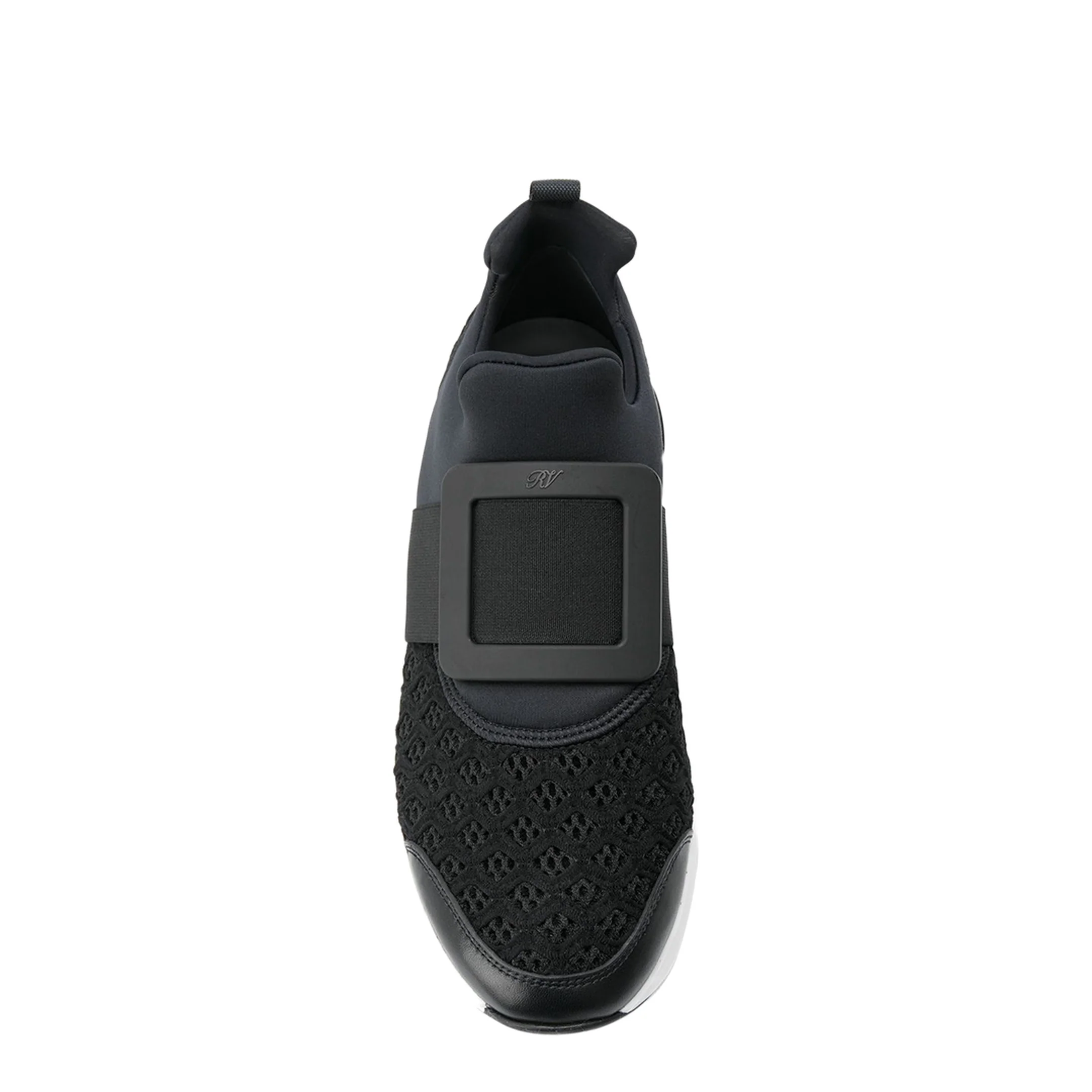 Black Leather Panel Slip-On Sneakers - Image 4