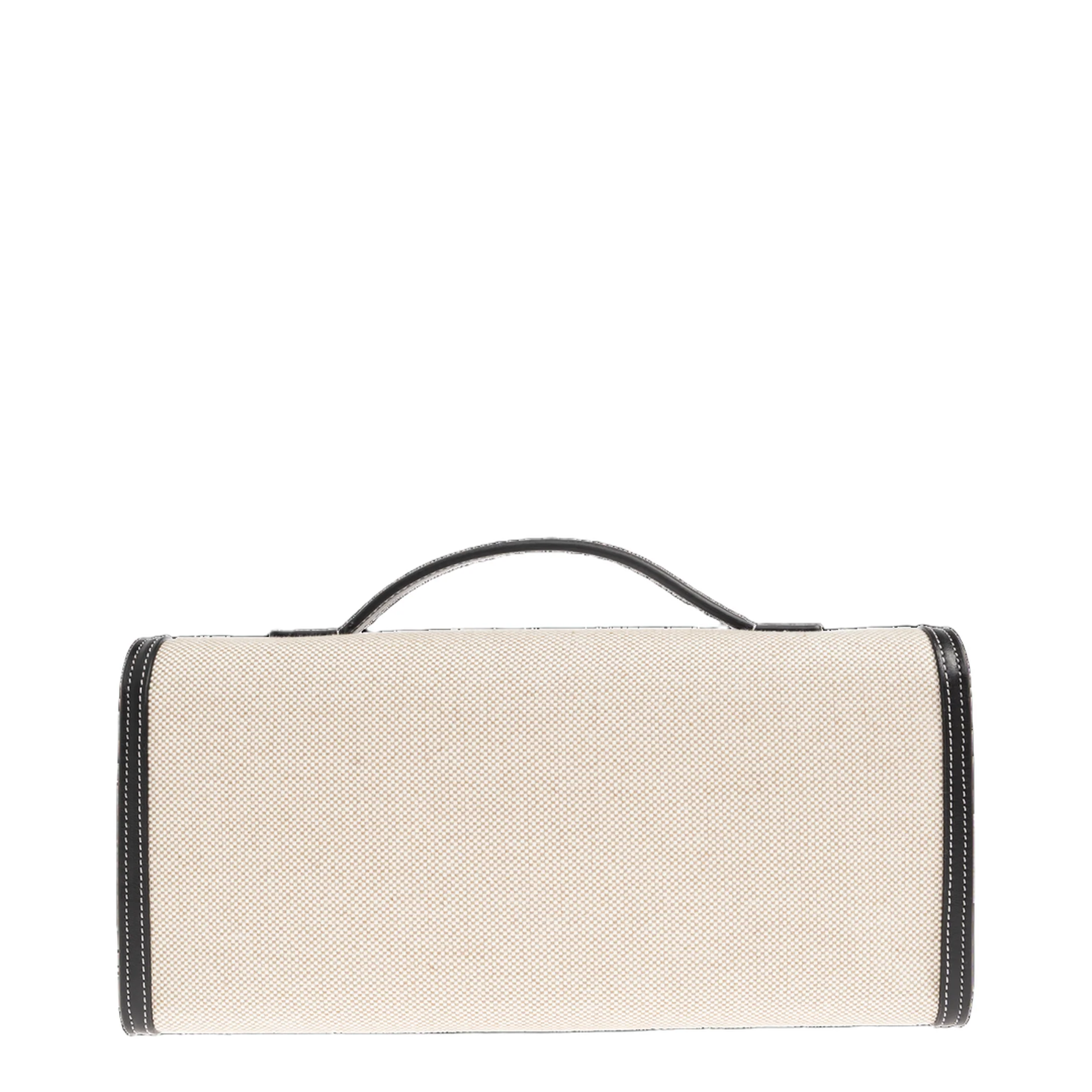Belle Canvas Clutch Bag - Cream/Black - Image 2