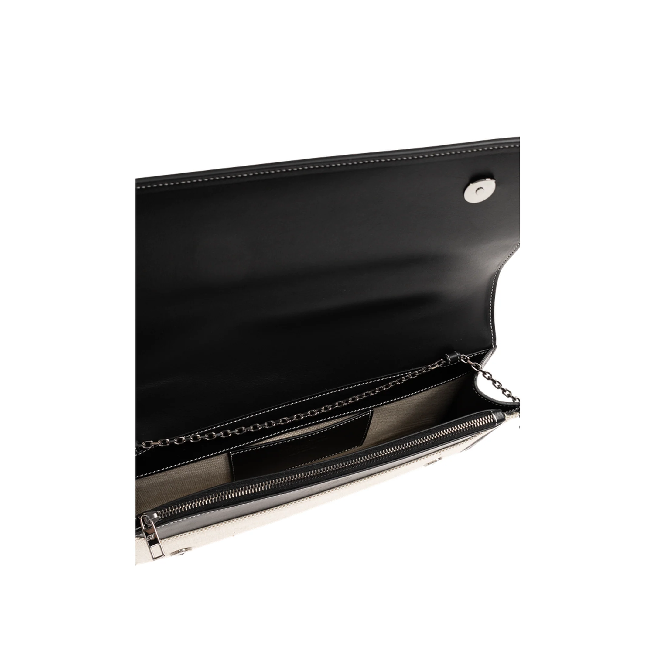 Belle Canvas Clutch Bag - Cream/Black - Image 4