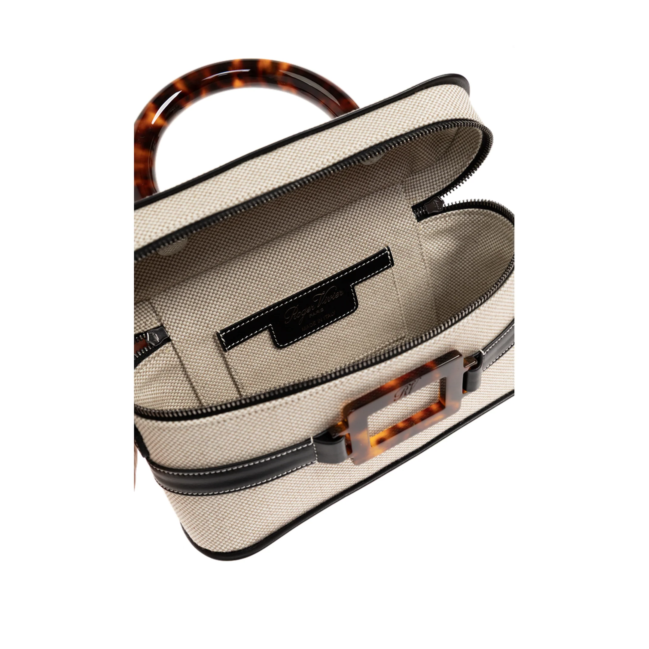 Vanity Mini Canvas Handbag - Natural/Black - Image 4