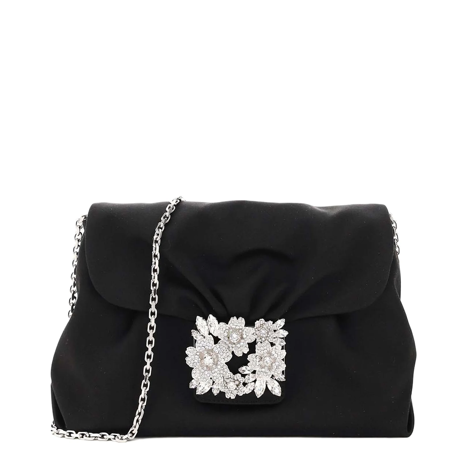 Bouquet Strass Buckle Drape Mini Bag Black