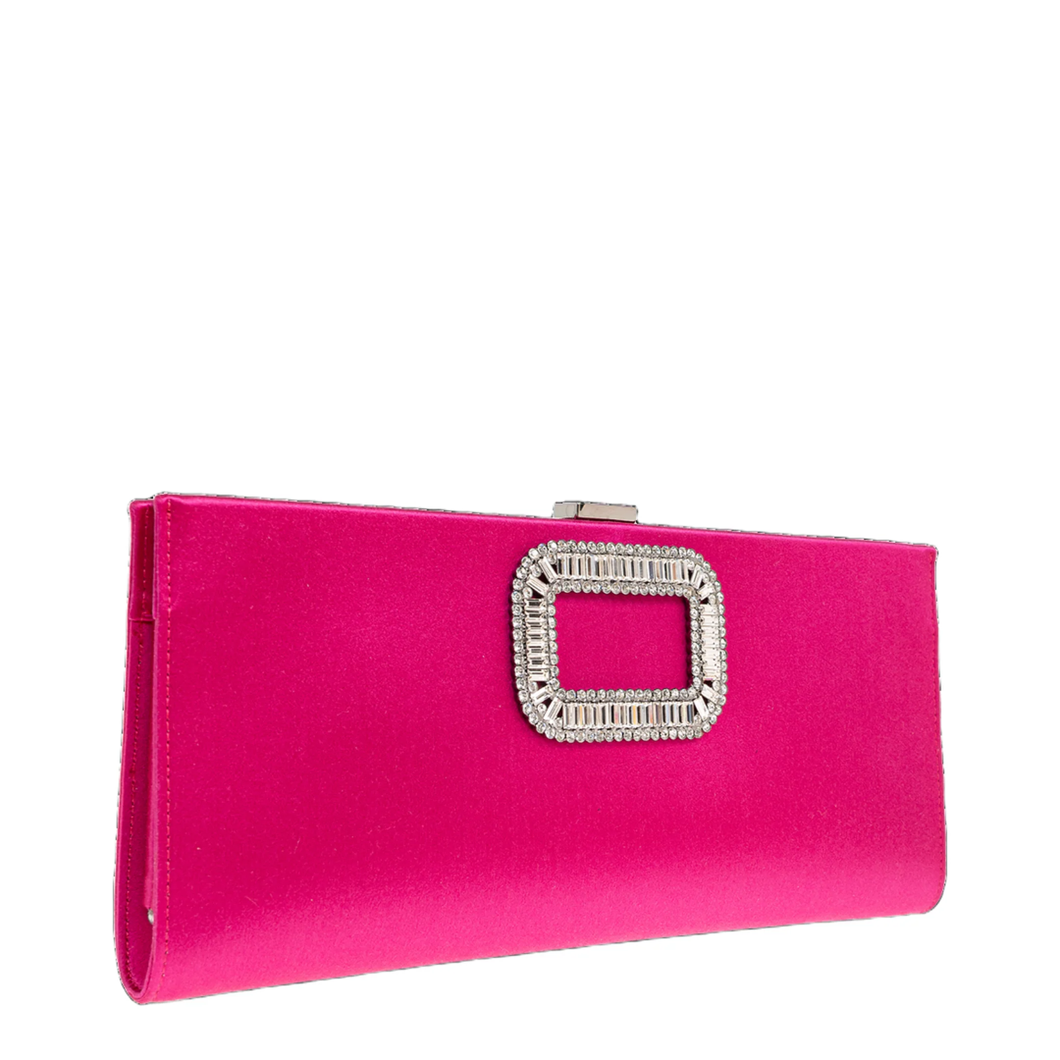 Pilgrim Buckle Satin Clutch Bag - Pink - Image 3