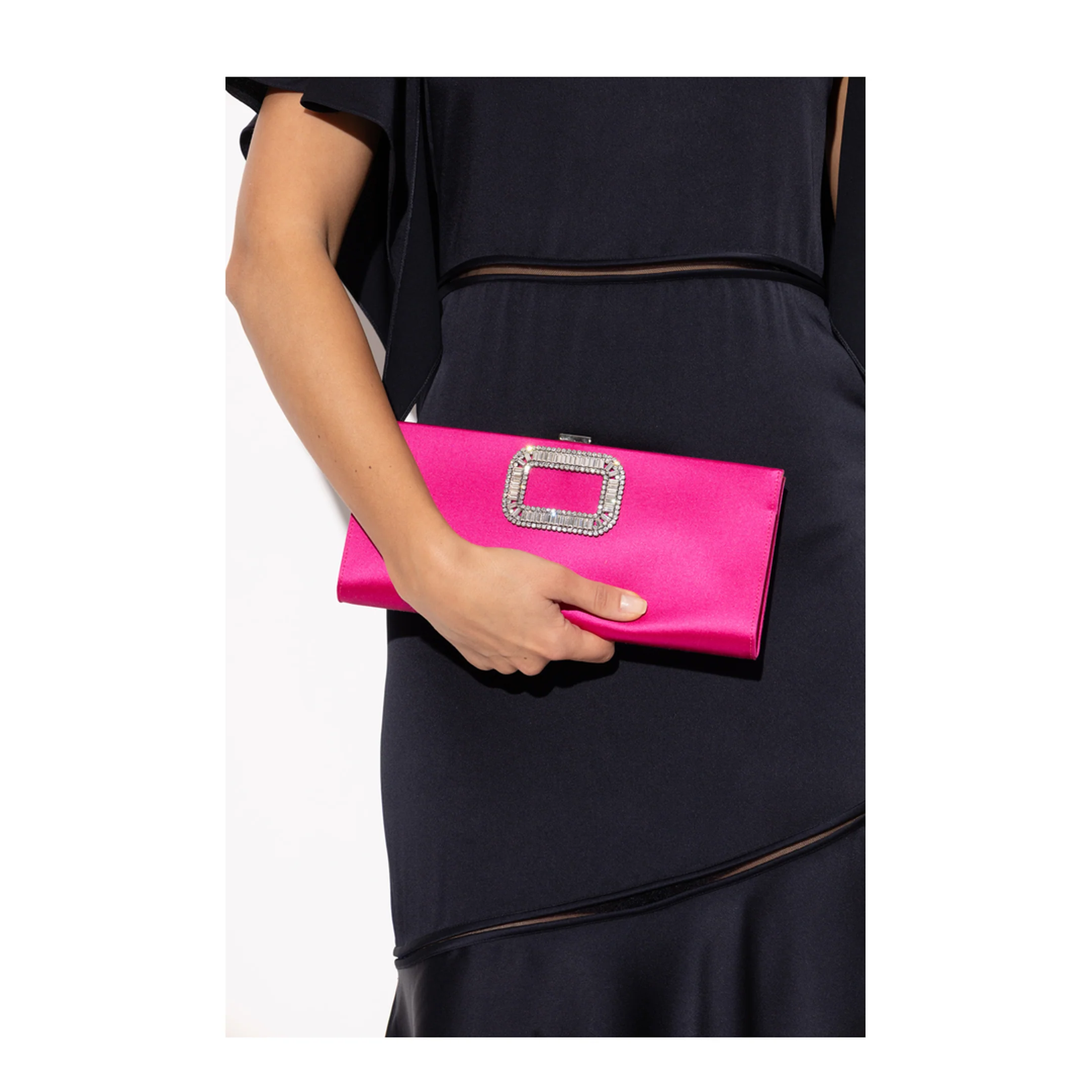 Pilgrim Buckle Satin Clutch Bag - Pink - Image 5