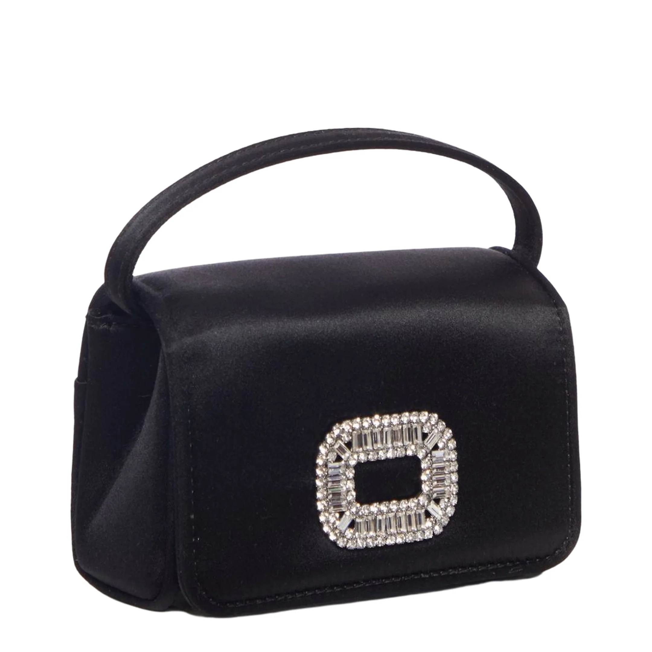 Chain Satin Shoulder Bag - Black - Image 3