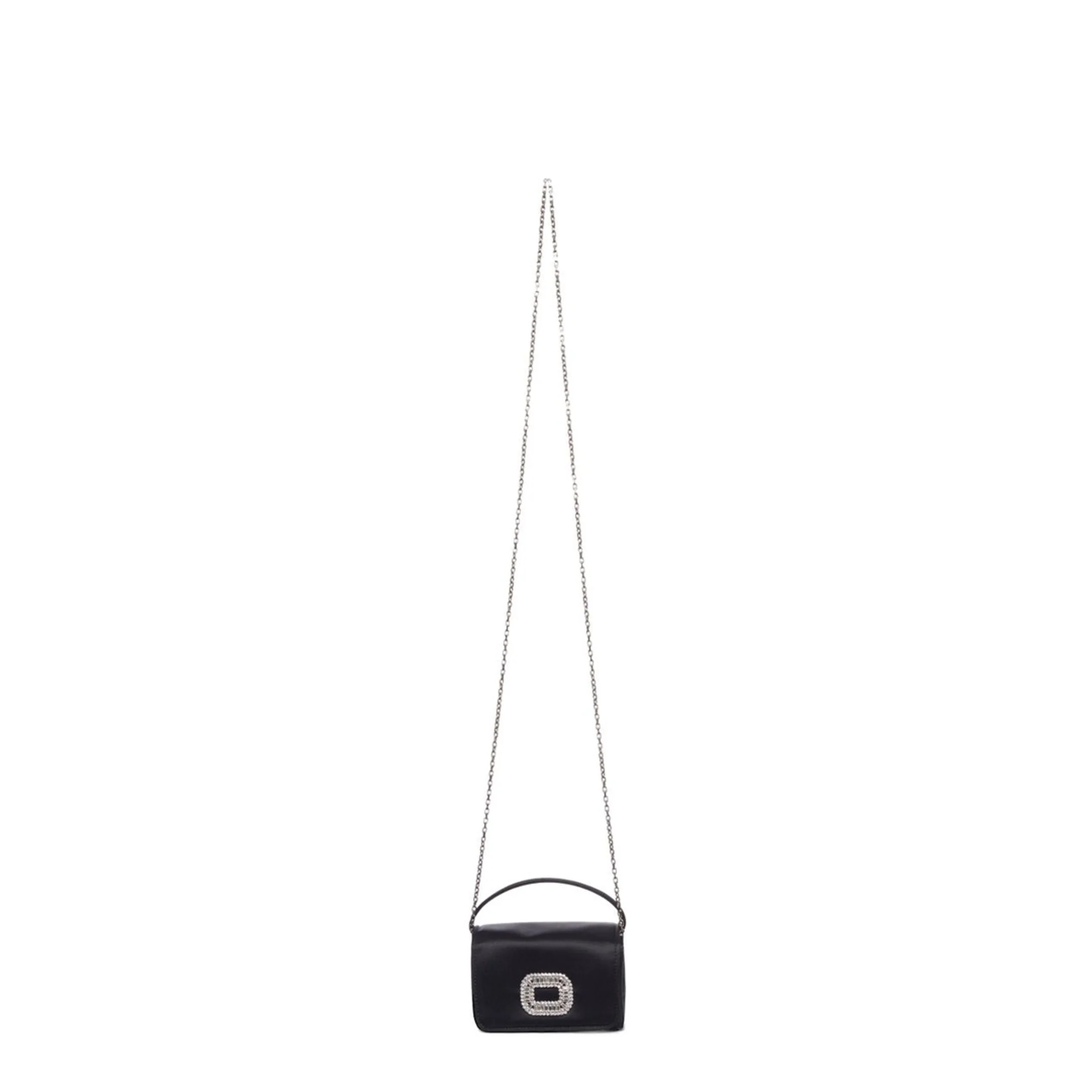Chain Satin Shoulder Bag - Black - Image 4