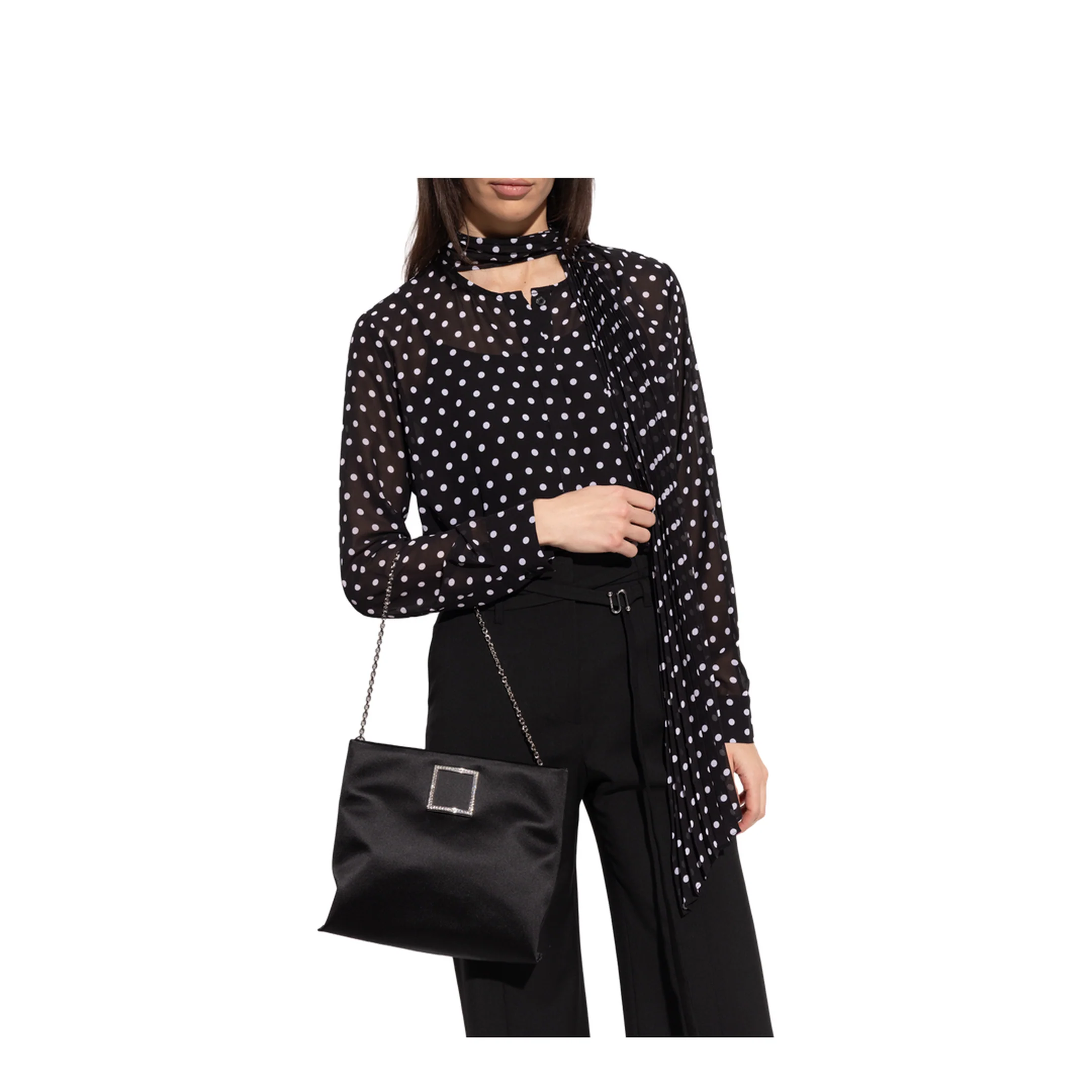 Trompette Chain Clutch Bag -  Black - Image 5