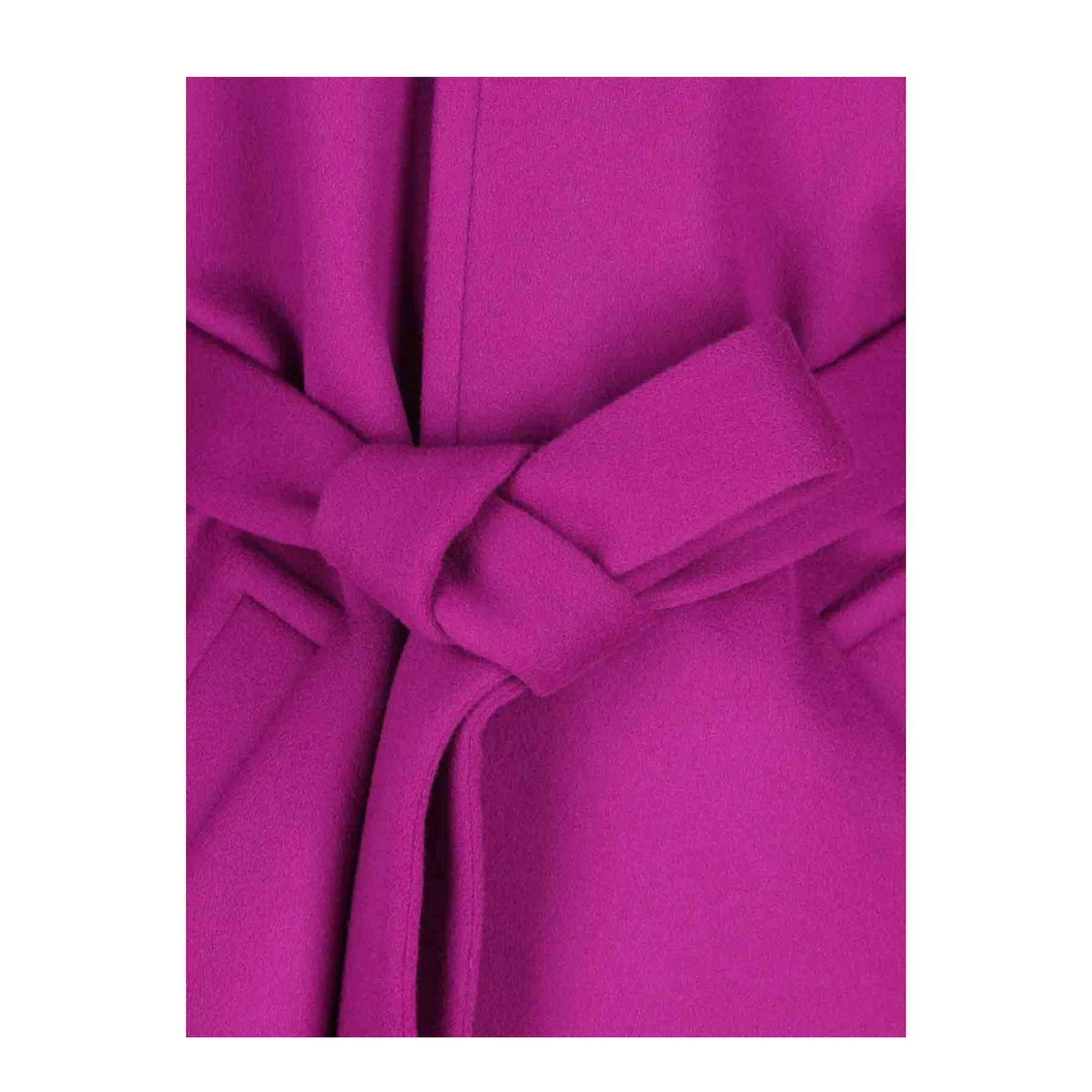 Boxy Belted Coat in Wool in Purple - Image 4