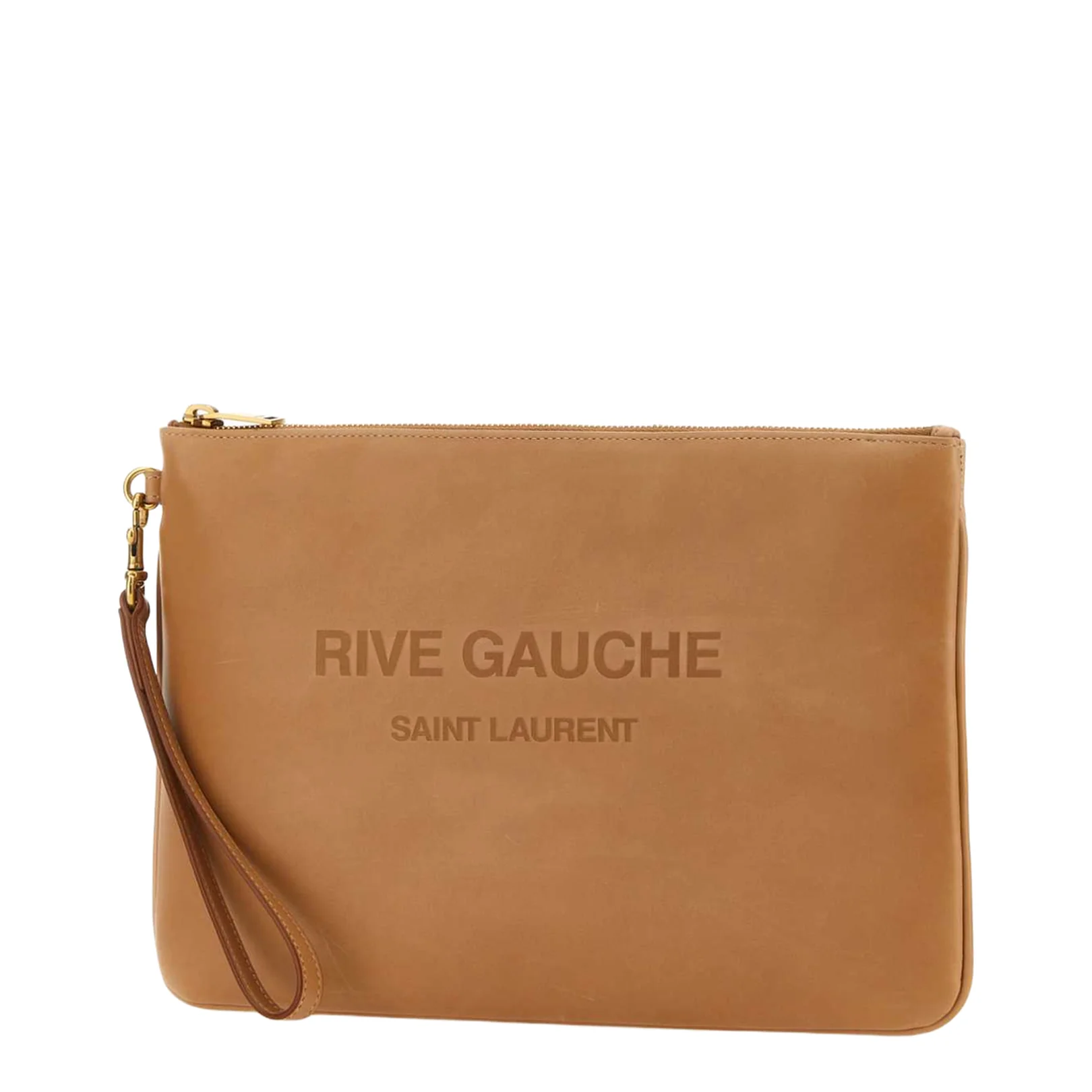 Camel Leather Clutch Bags - Brown - Image 2