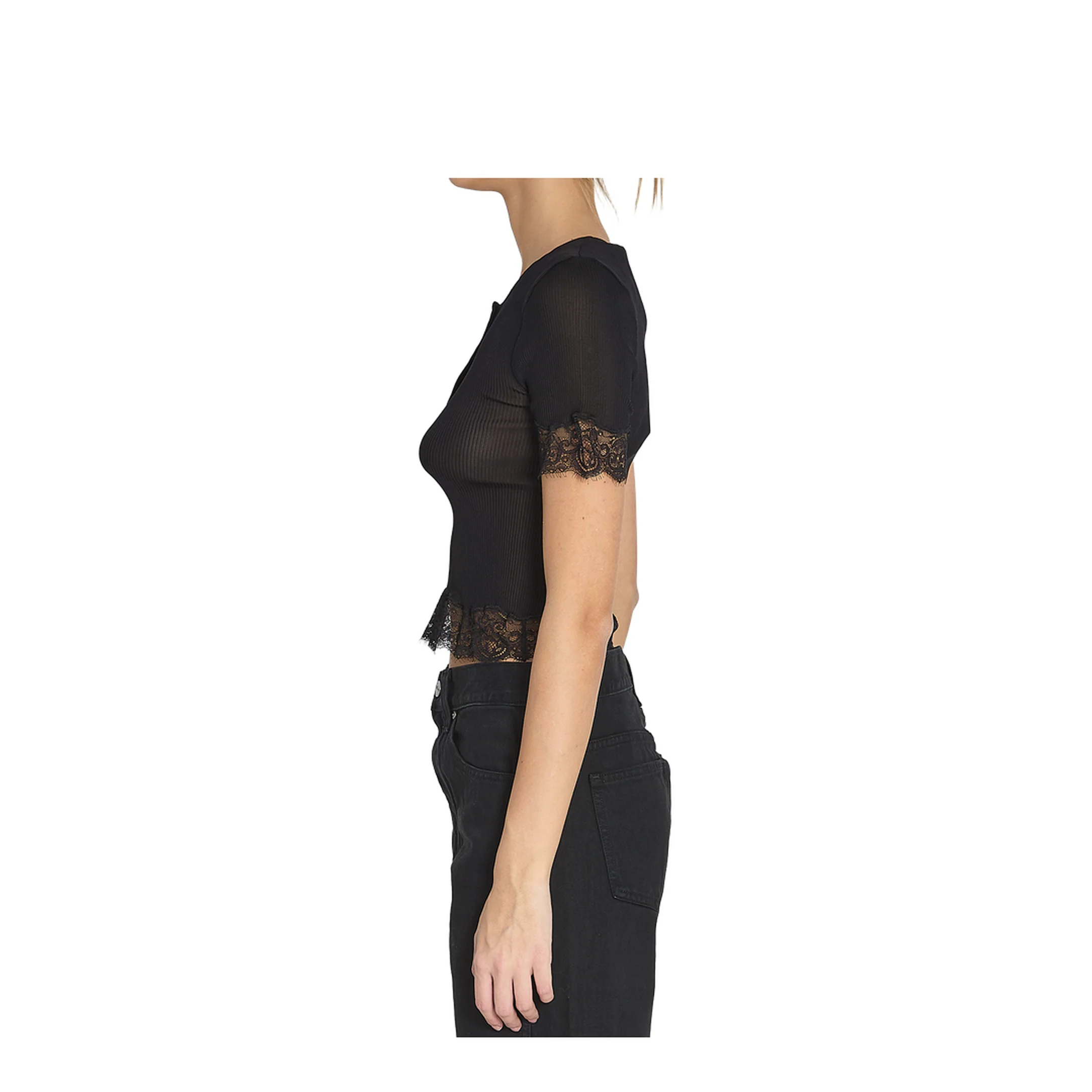 Silk Jersey and Lace T-Shirt - Image 3