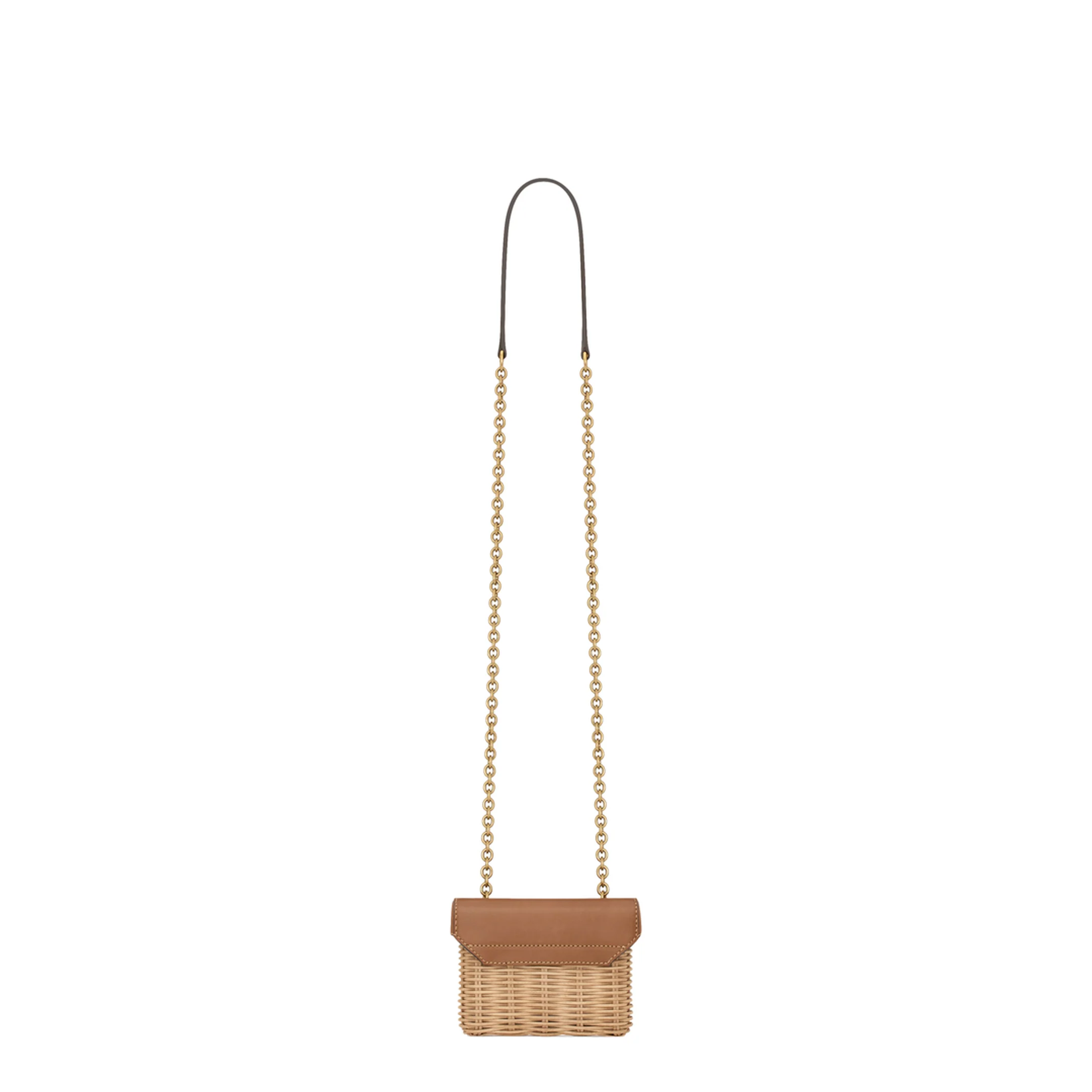 Two-tone Wicker and Leather Mini Box June Crossbody - Image 2