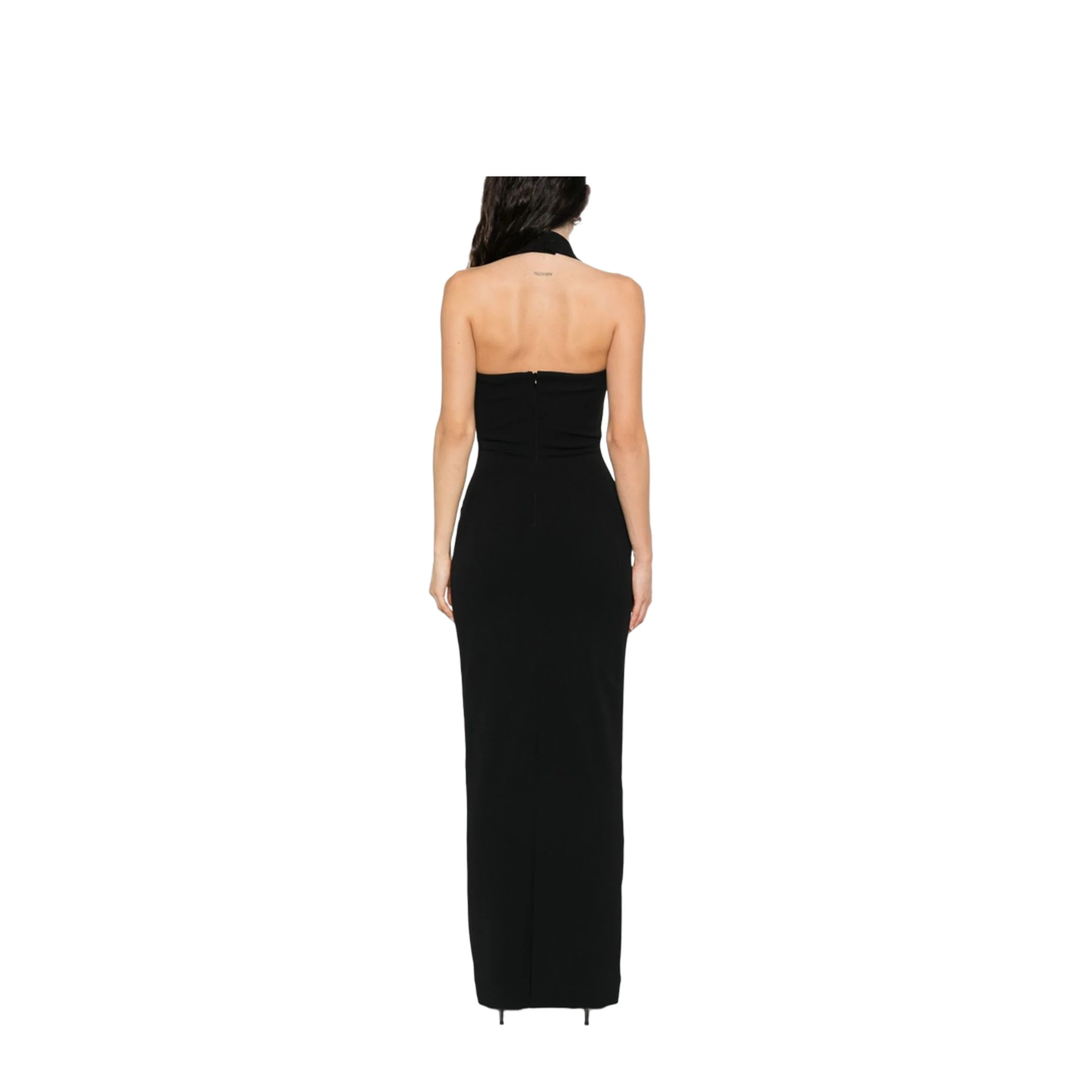 Black Rear Zip Fastening Halterneck Square Neck - Image 4