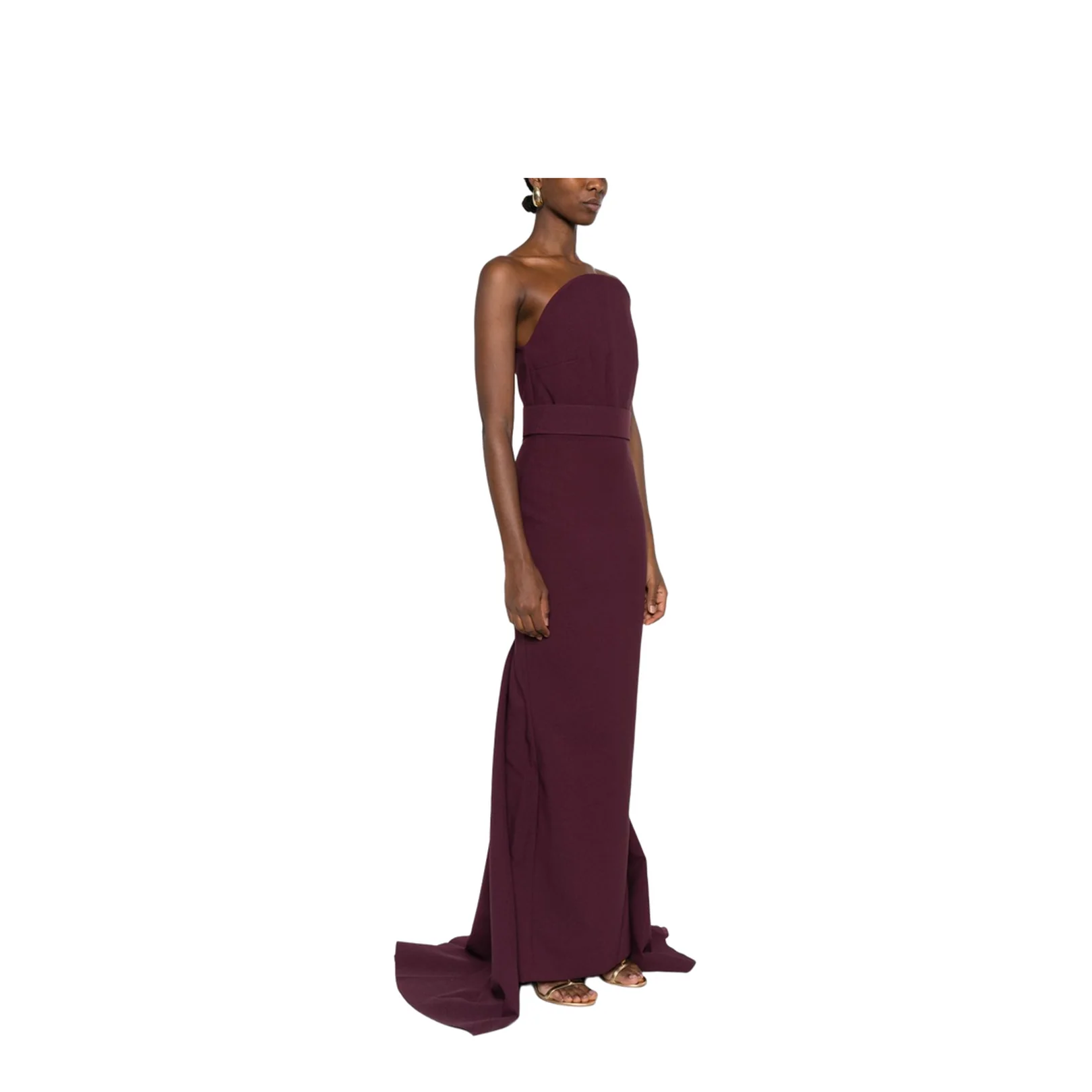Burgundy Strapless Neckline Straight Skirt - Image 4