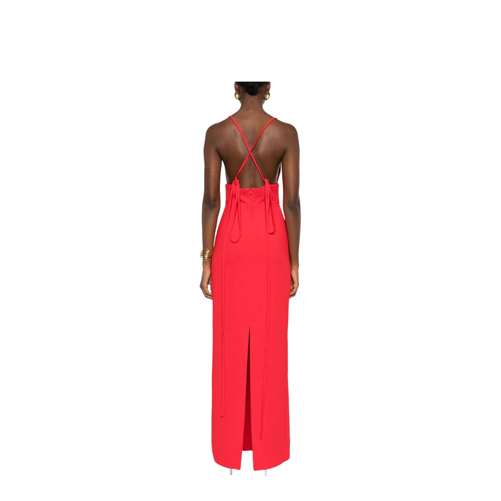 Cross-Back Straps Maxi Dress V-Neck - Image 2