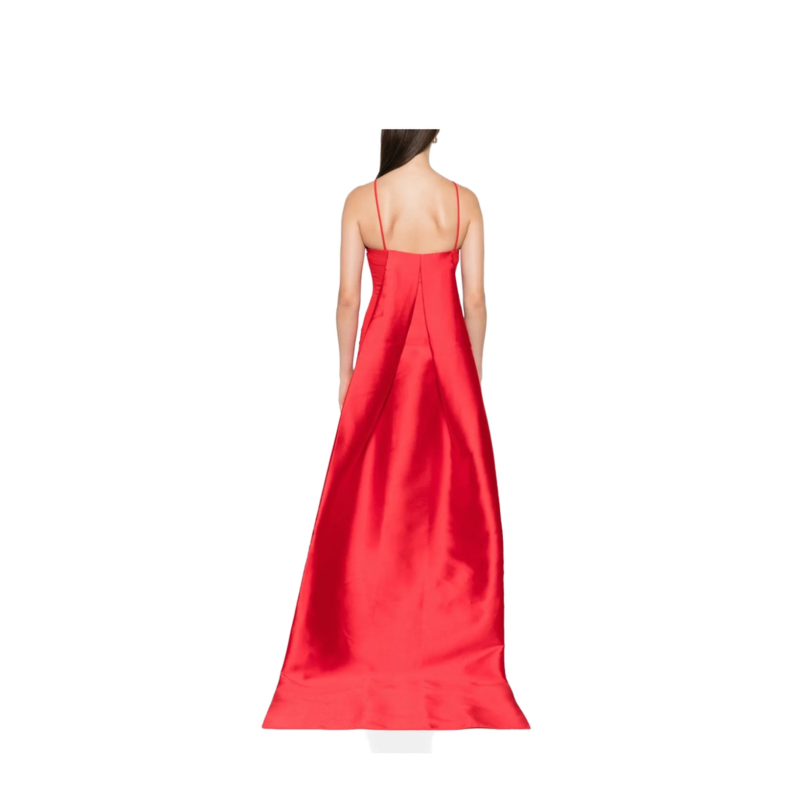 Halterneck Sleeveless Fitted Bodice Floor-Length Skirt Train Detail Dress - Image 5