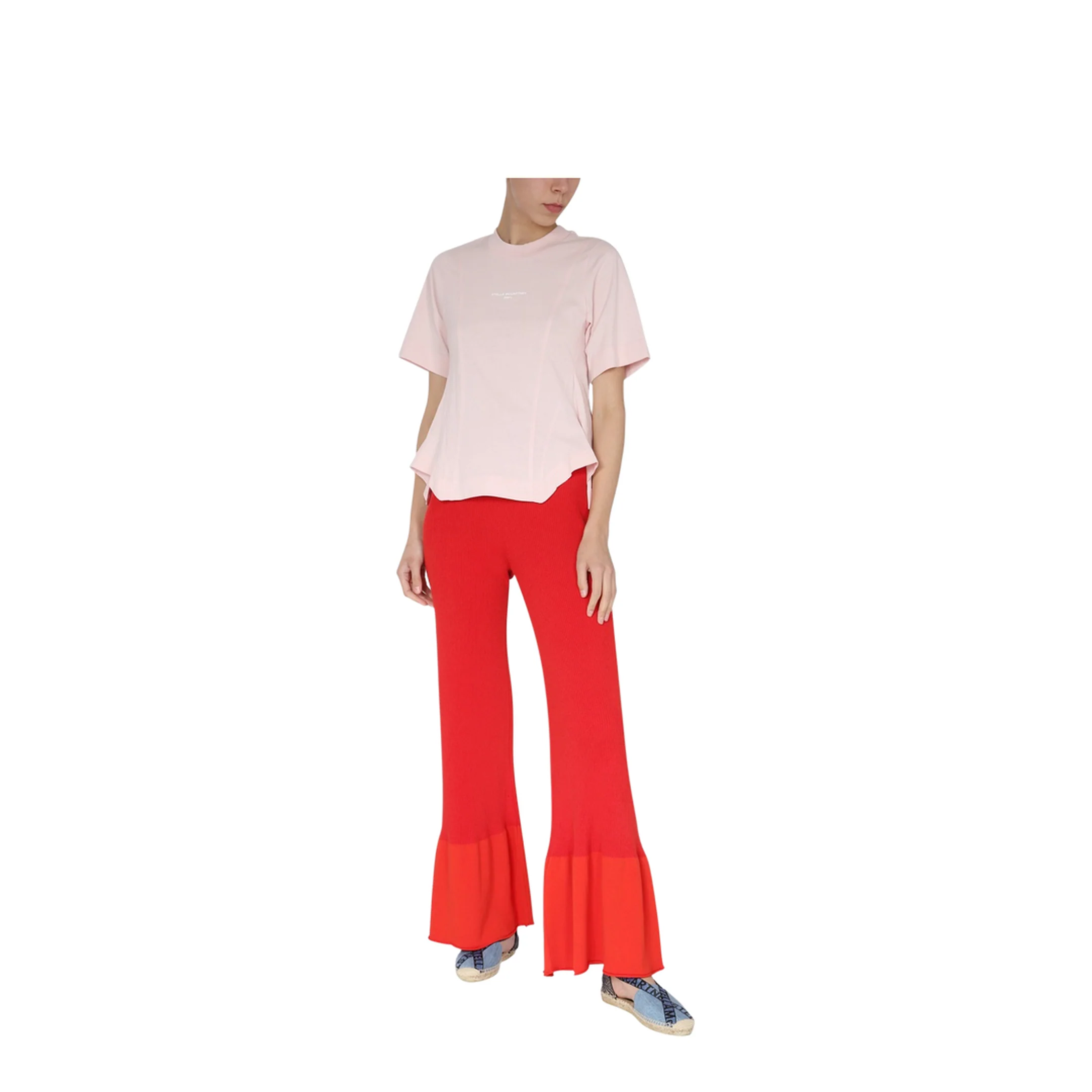 Double Layered Slinky Gold Hardware Belt Detail Trouser Co-Ord in Red - Image 2