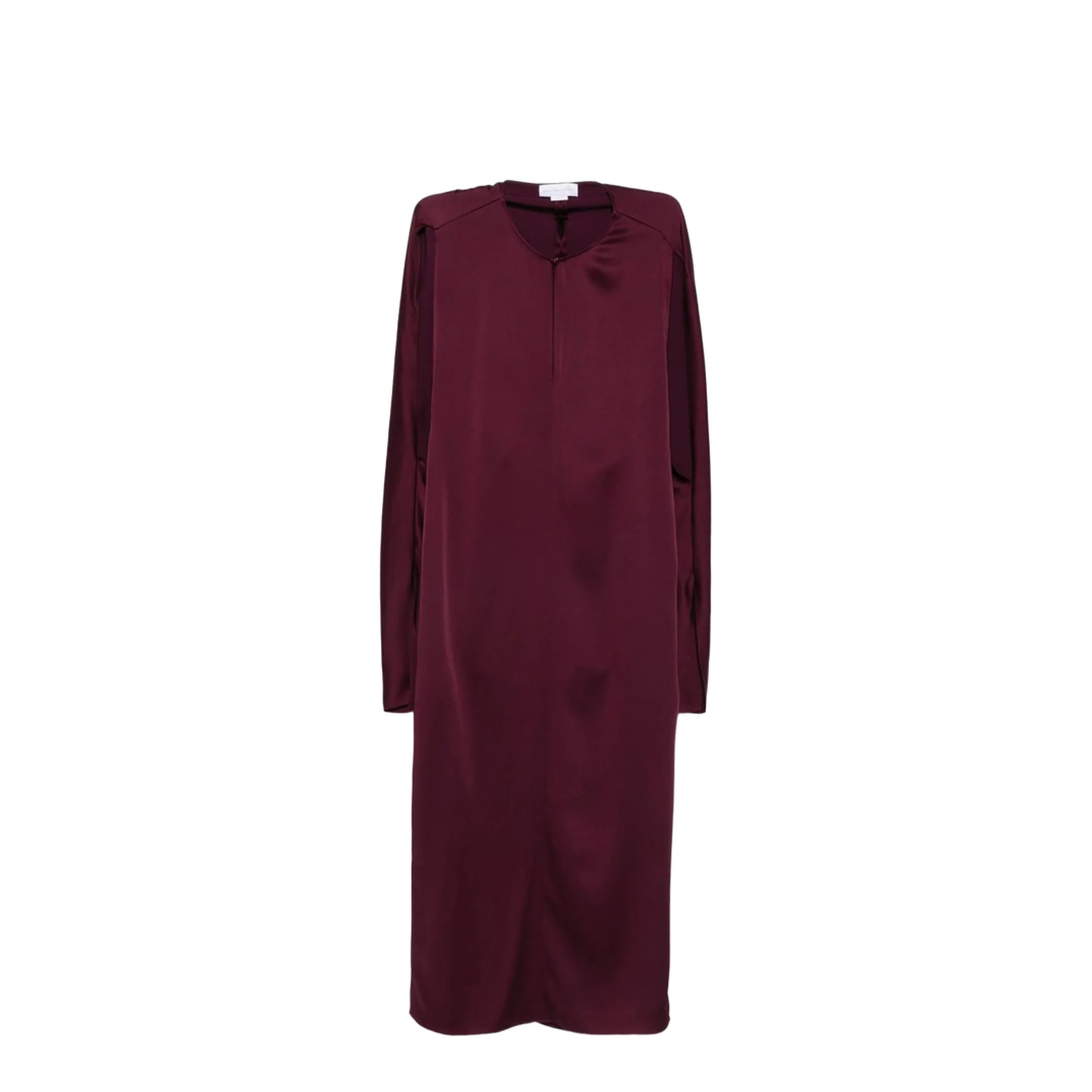 Midi Dress With Cape Sleeves - Red
