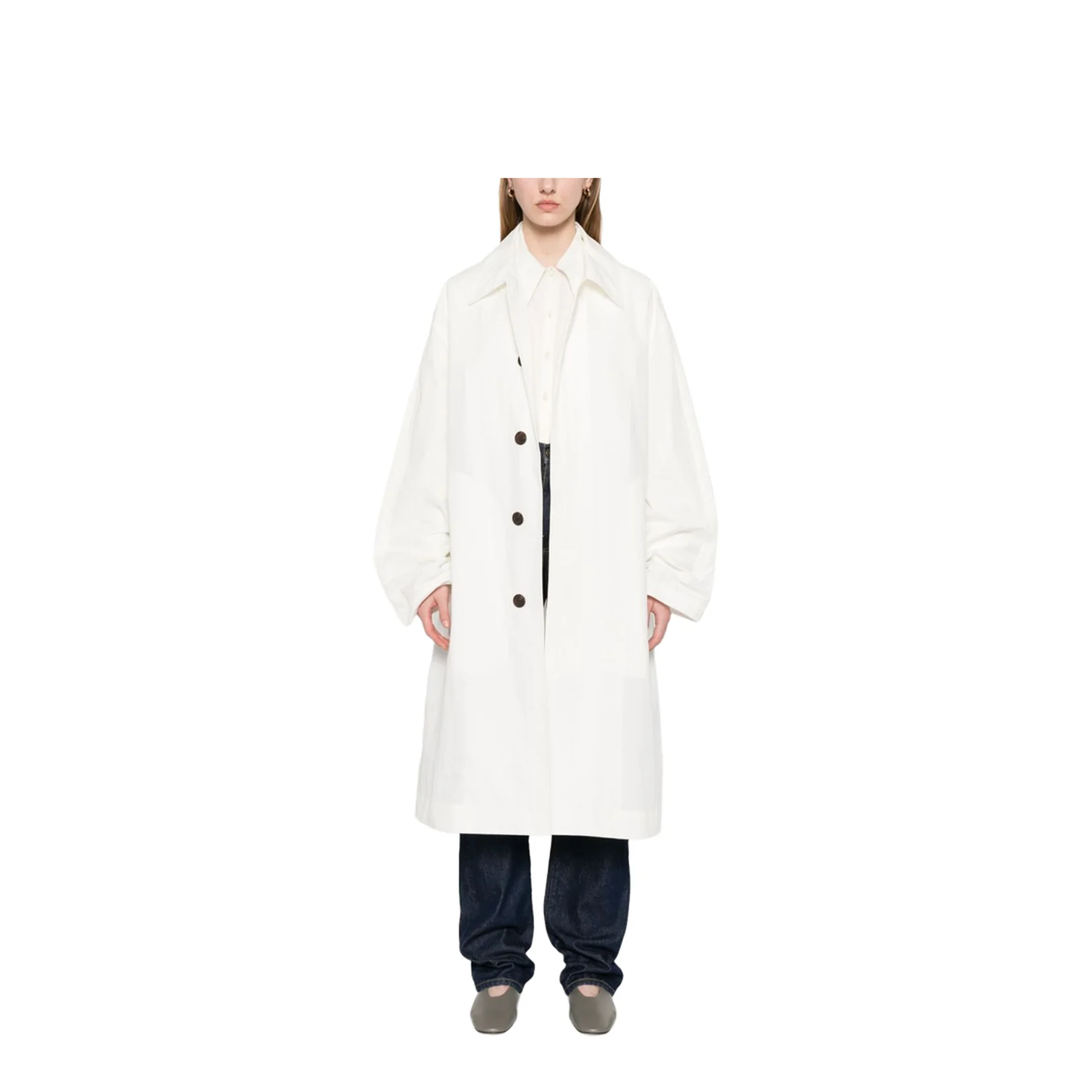 Nylon And Cotton Blend Coat In White - Image 4