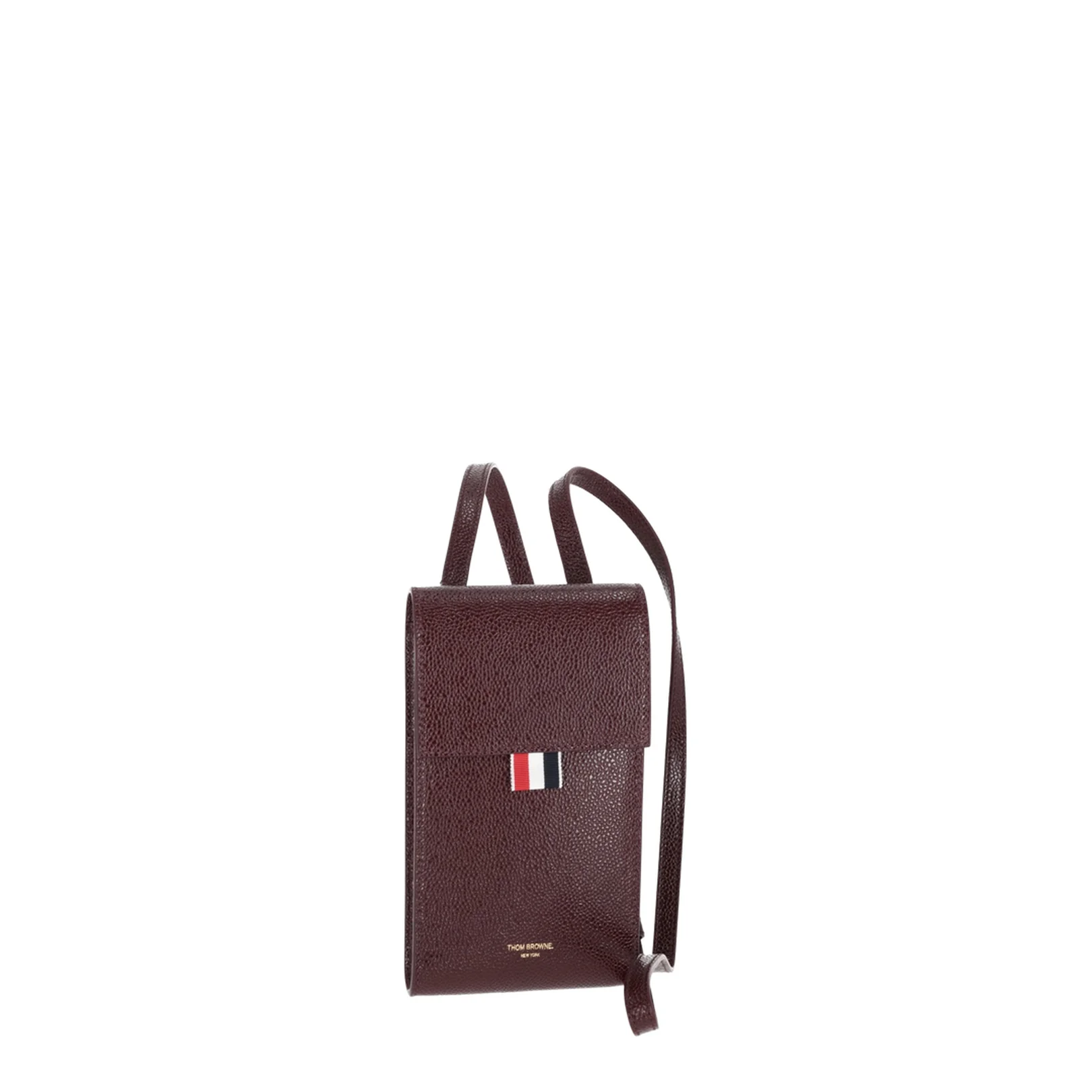 Crossbody Phone Holder with Flap in Pebble Lucido Leather - Image 2