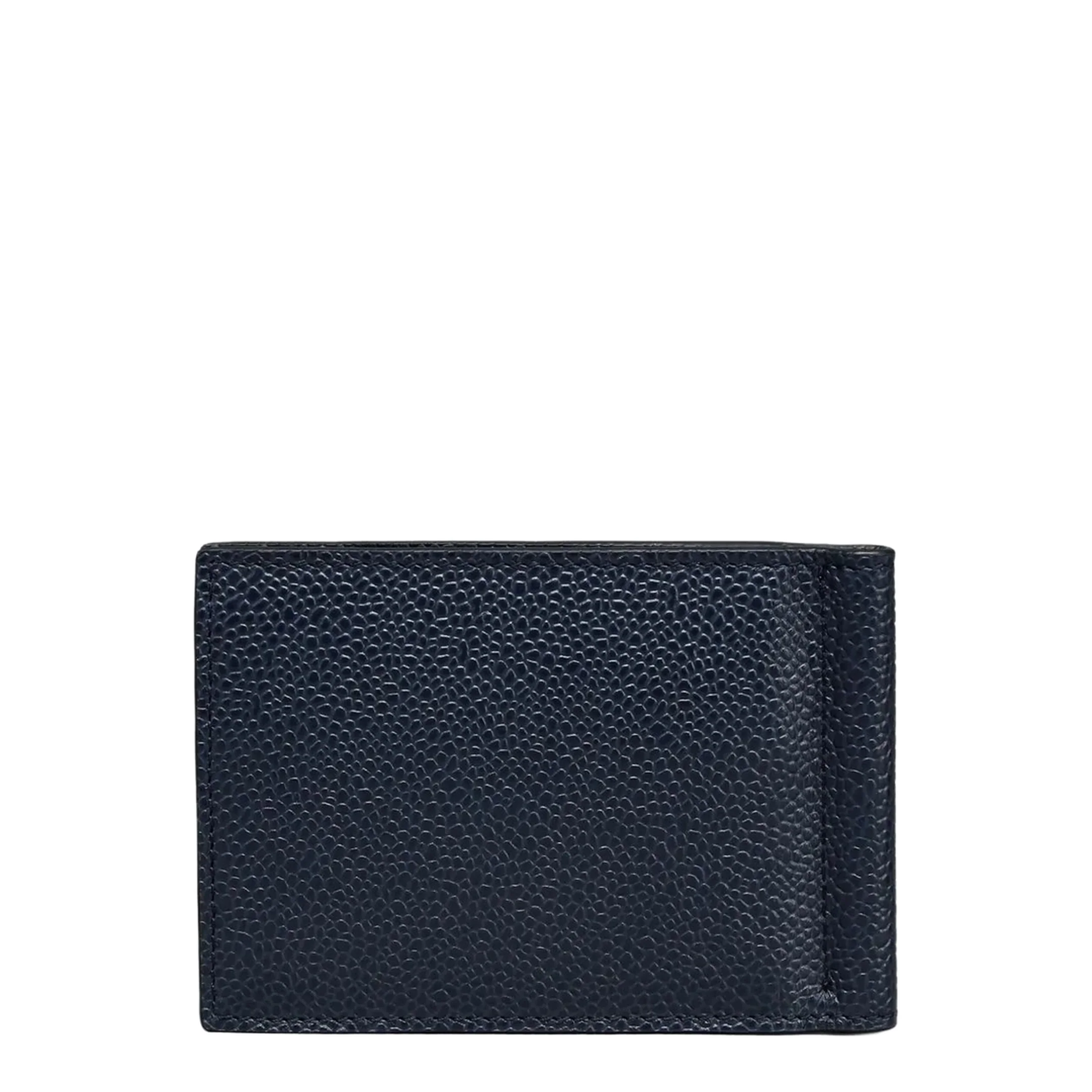Money Clip Wallet with Side 4 Bar Stripes in Pebble Grain Leather - Image 2