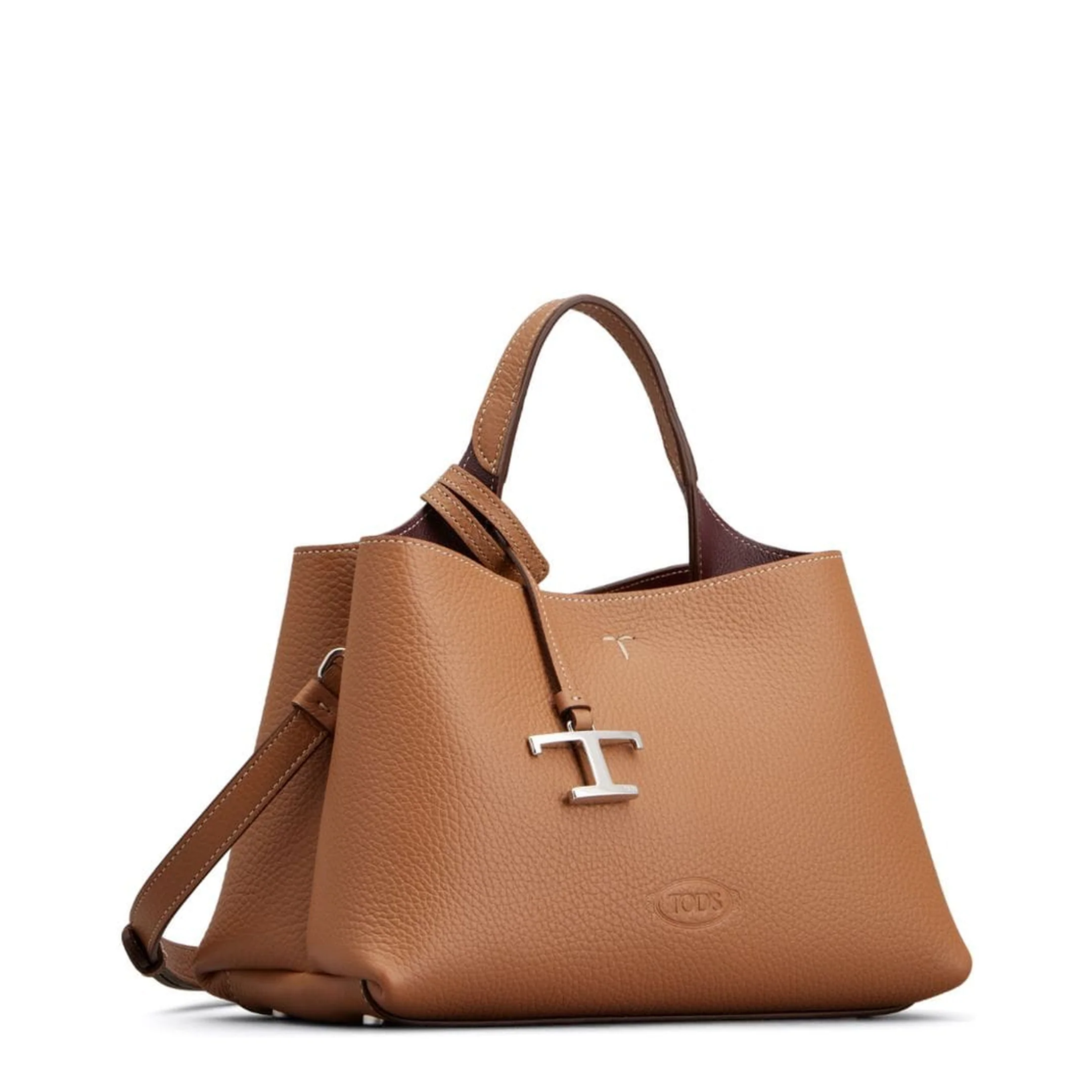 Micro Leather Handbag - Brown - Image 3
