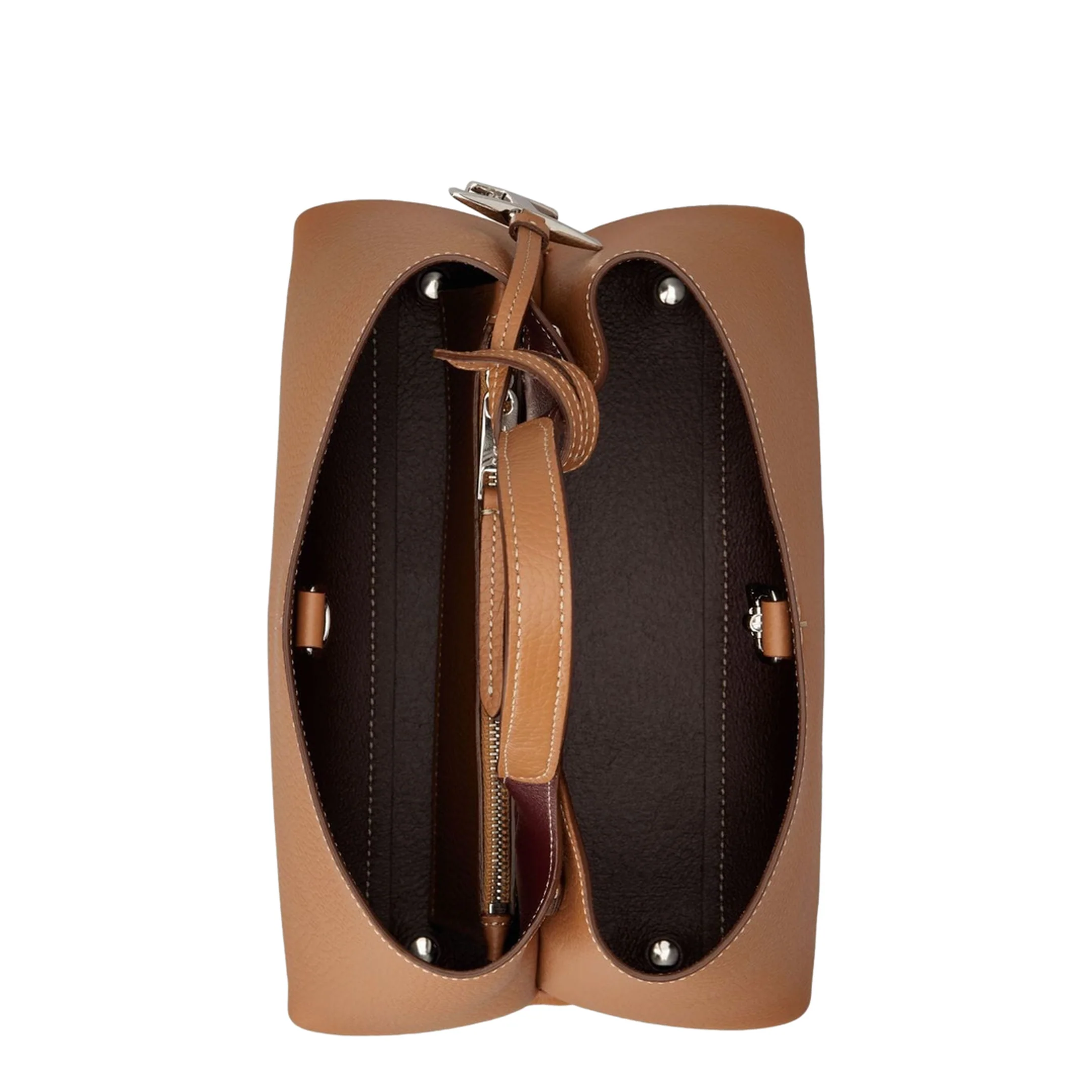 Micro Leather Handbag - Brown - Image 4