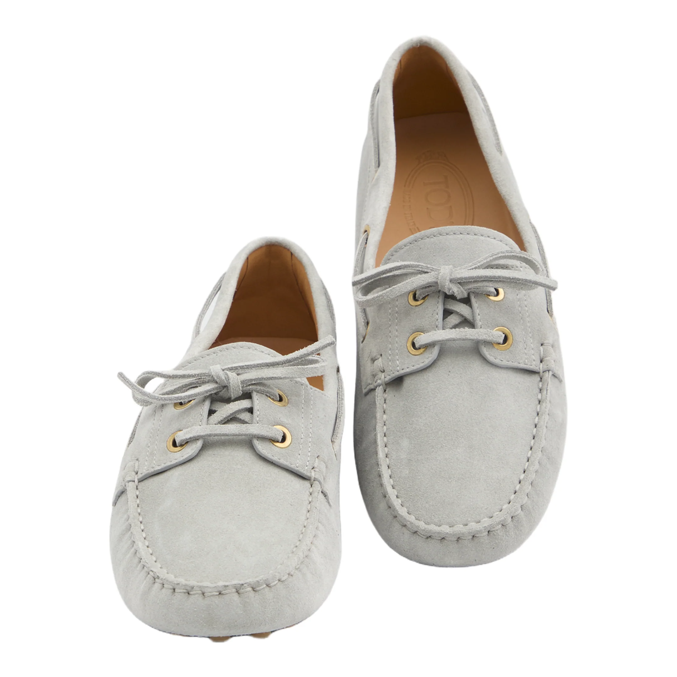 Light Blue Loafers With Almond Toe And Laces - Image 5
