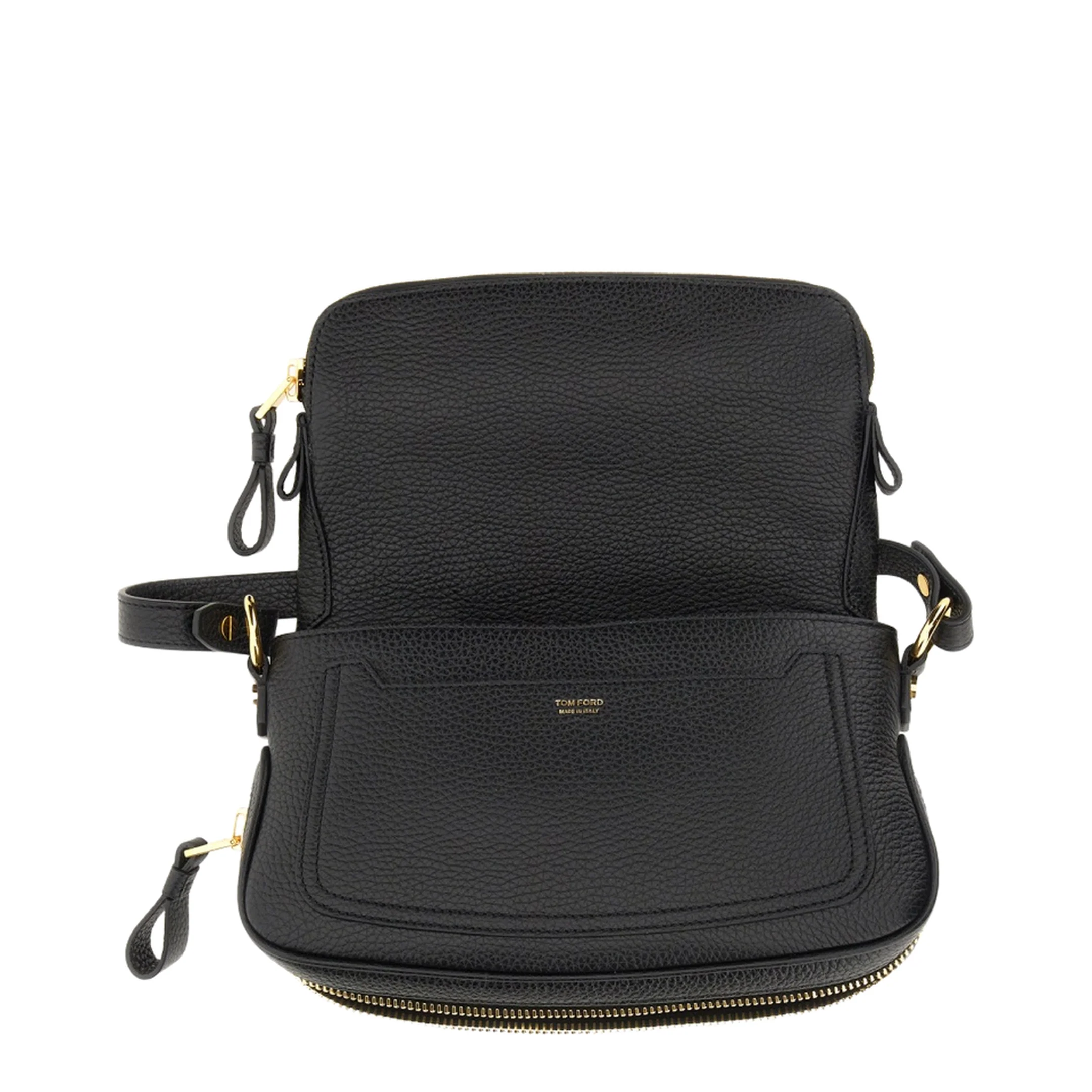 Folded-Design Pebbled-Leather Shoulder Bag - Image 3
