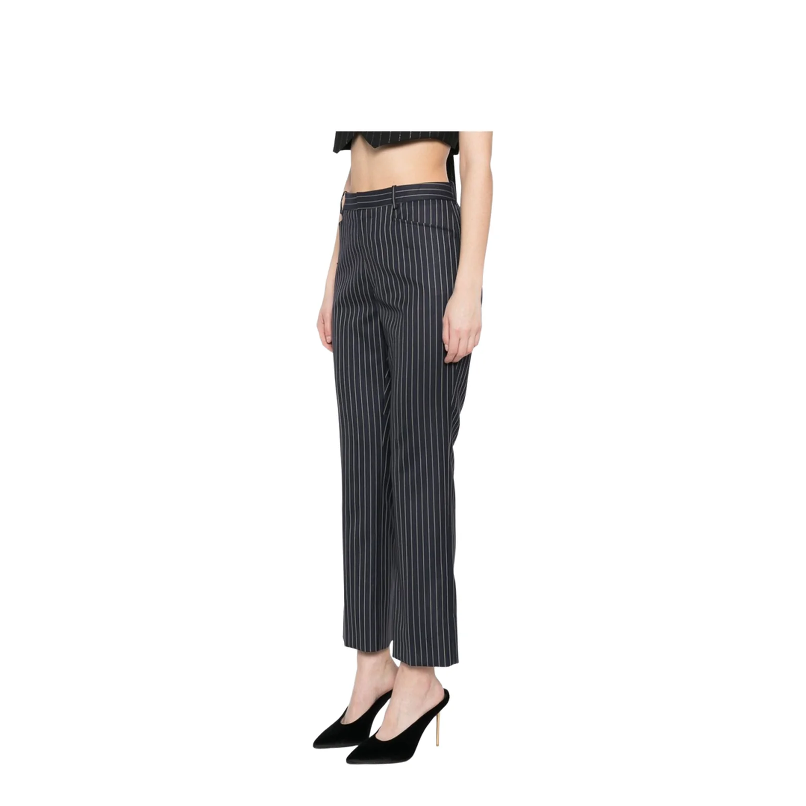 Striped Trousers Navy Wool Tailored Fit - Image 3