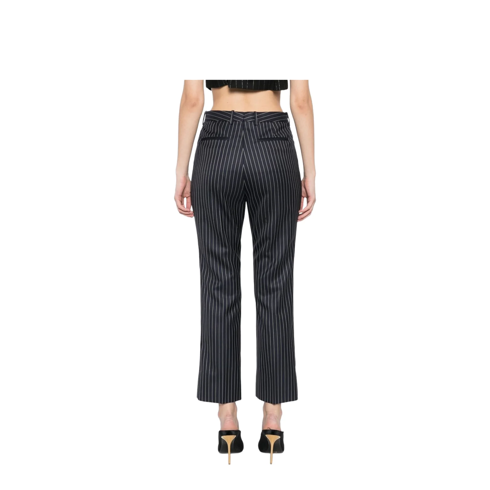 Striped Trousers Navy Wool Tailored Fit - Image 4