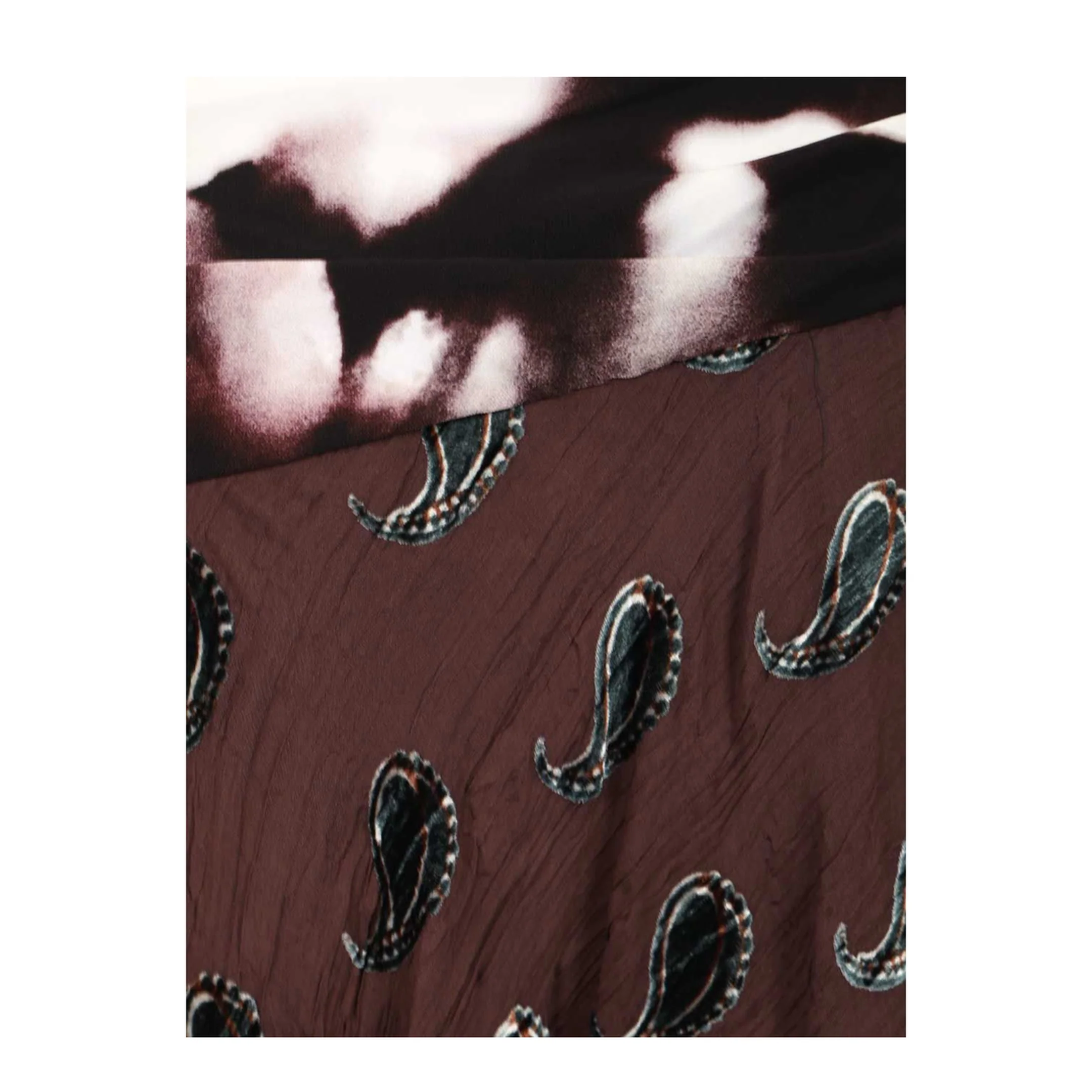 Paisley Pattern Asymmetric Midi Skirt Brown - Image 4