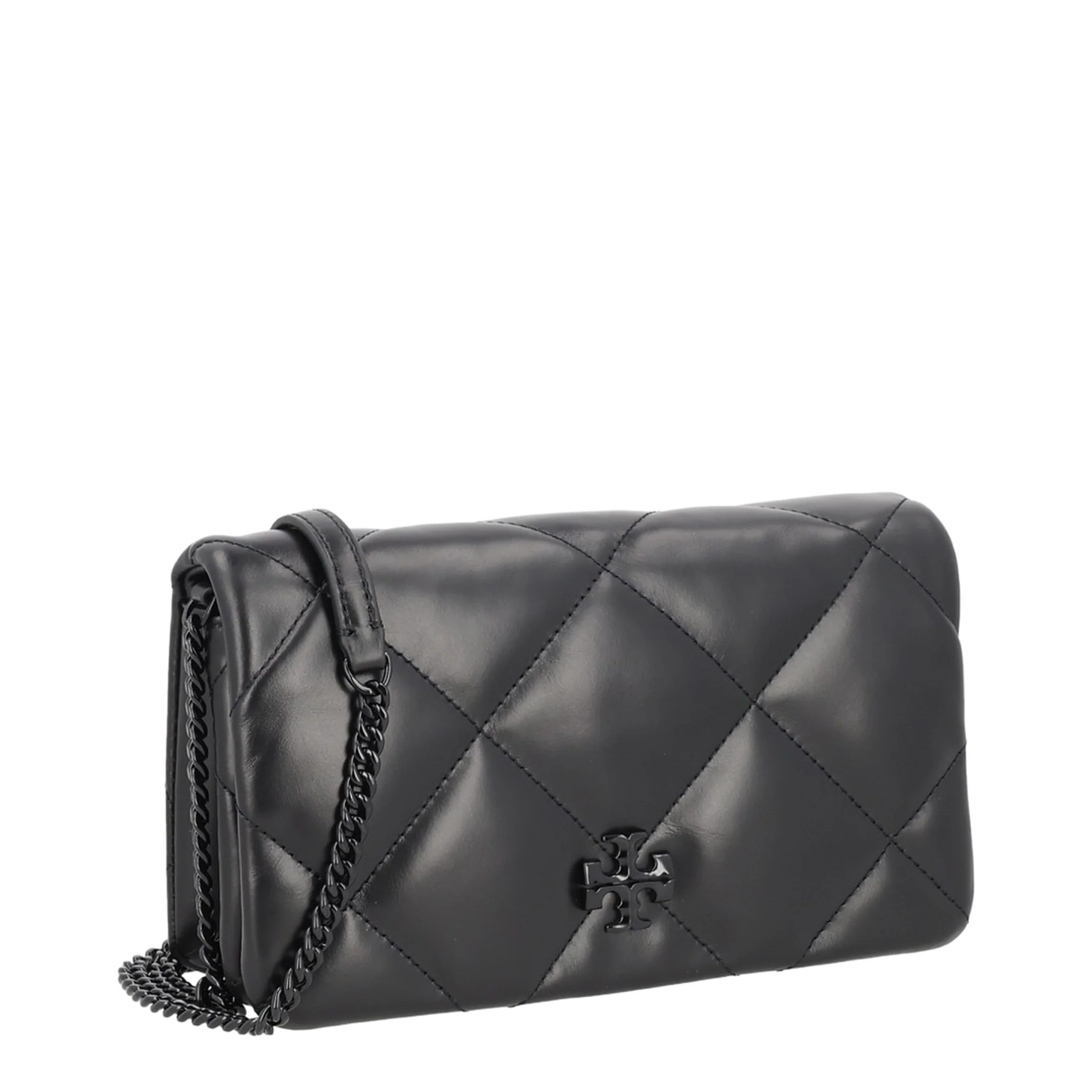 Black Kira Diamond Quilt Wallet on Chain - Image 2
