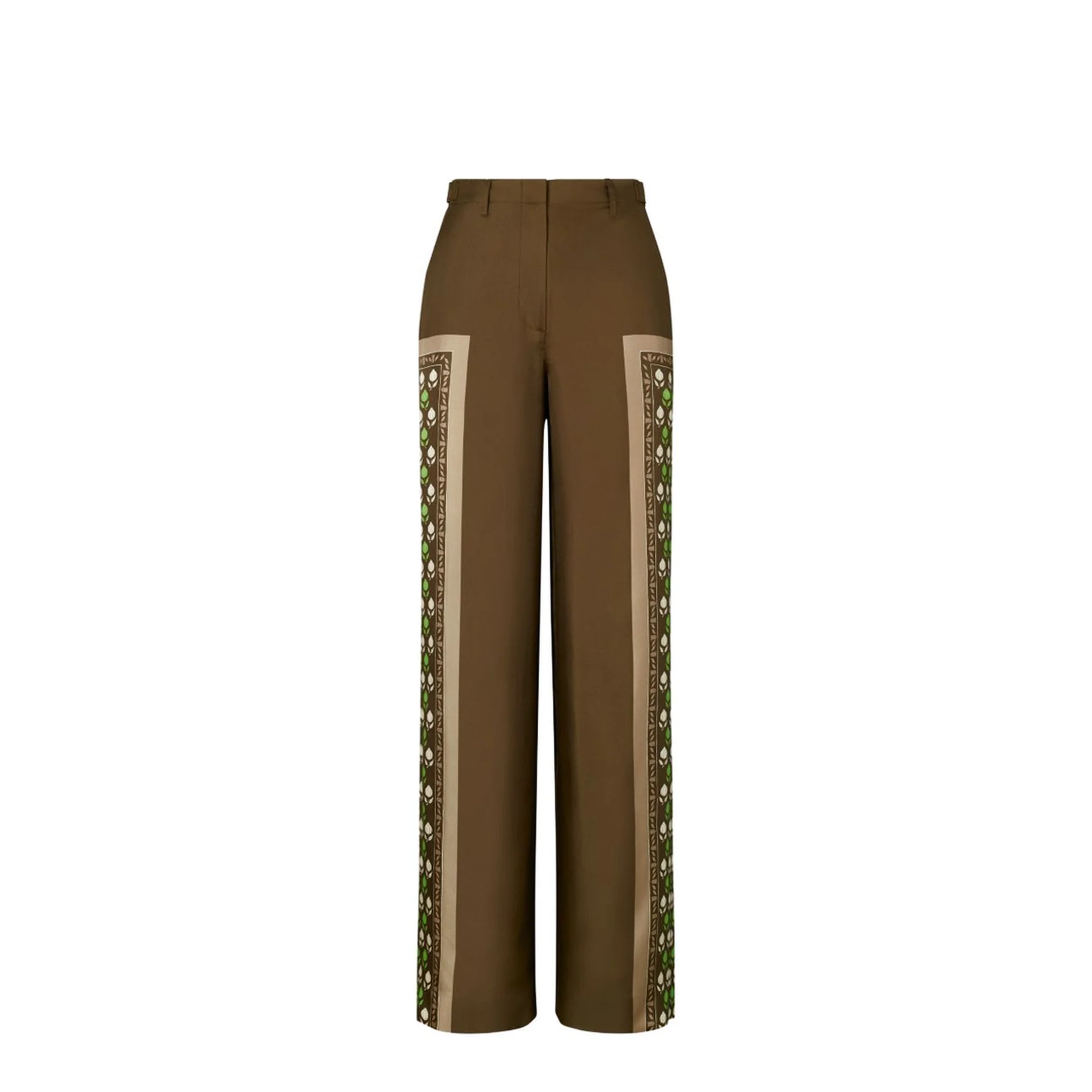 Wide-Leg Silk Pants Brown