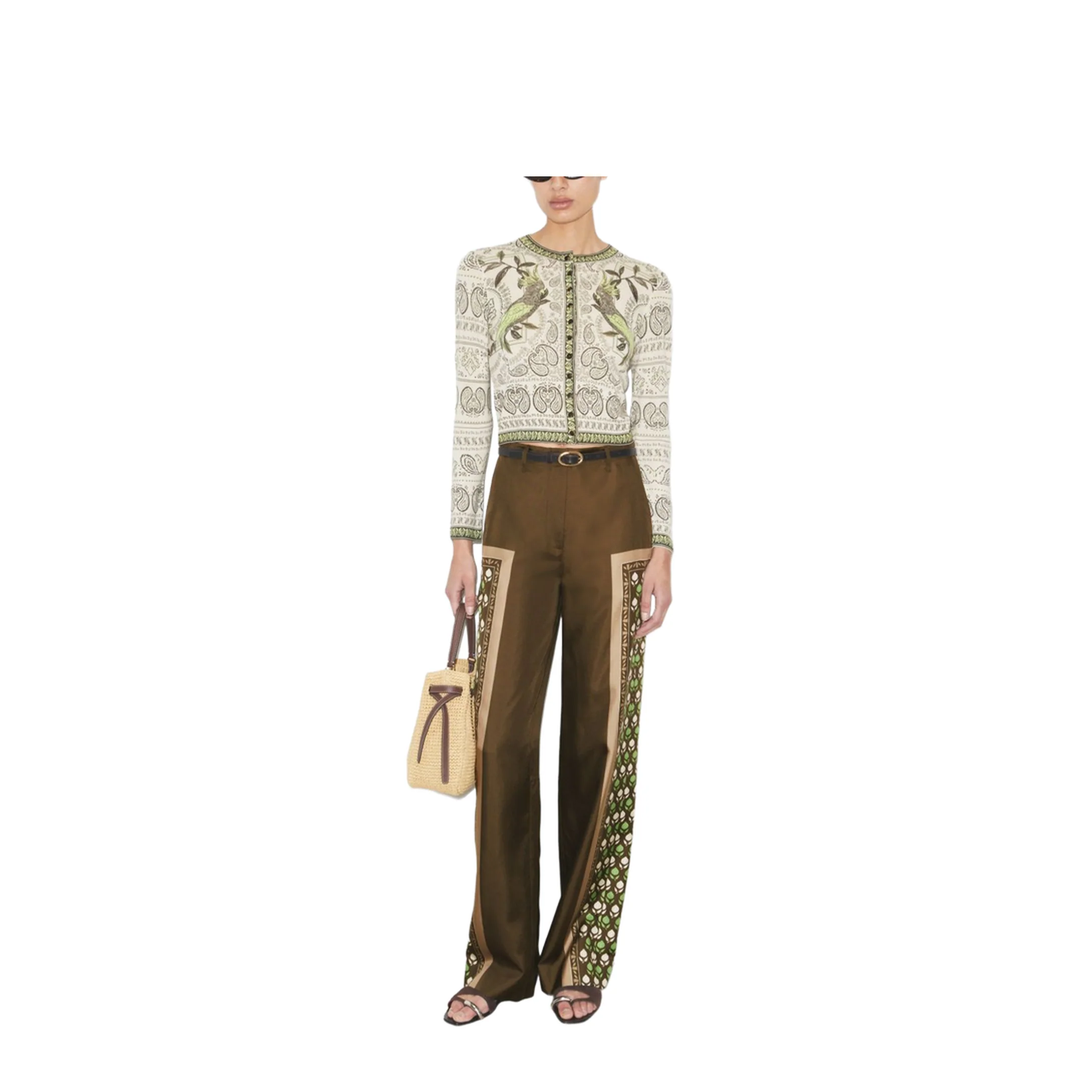 Wide-Leg Silk Pants Brown - Image 3