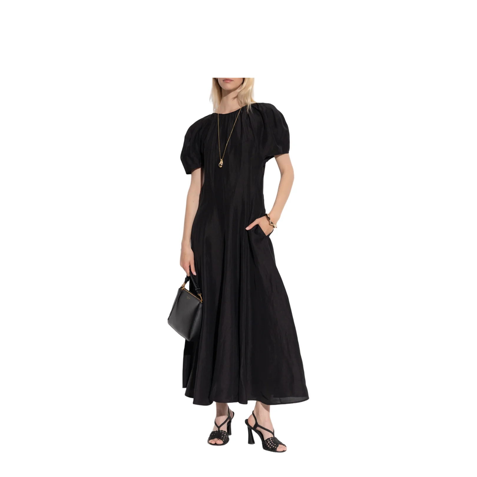 Dress with Round Neckline Black - Image 2