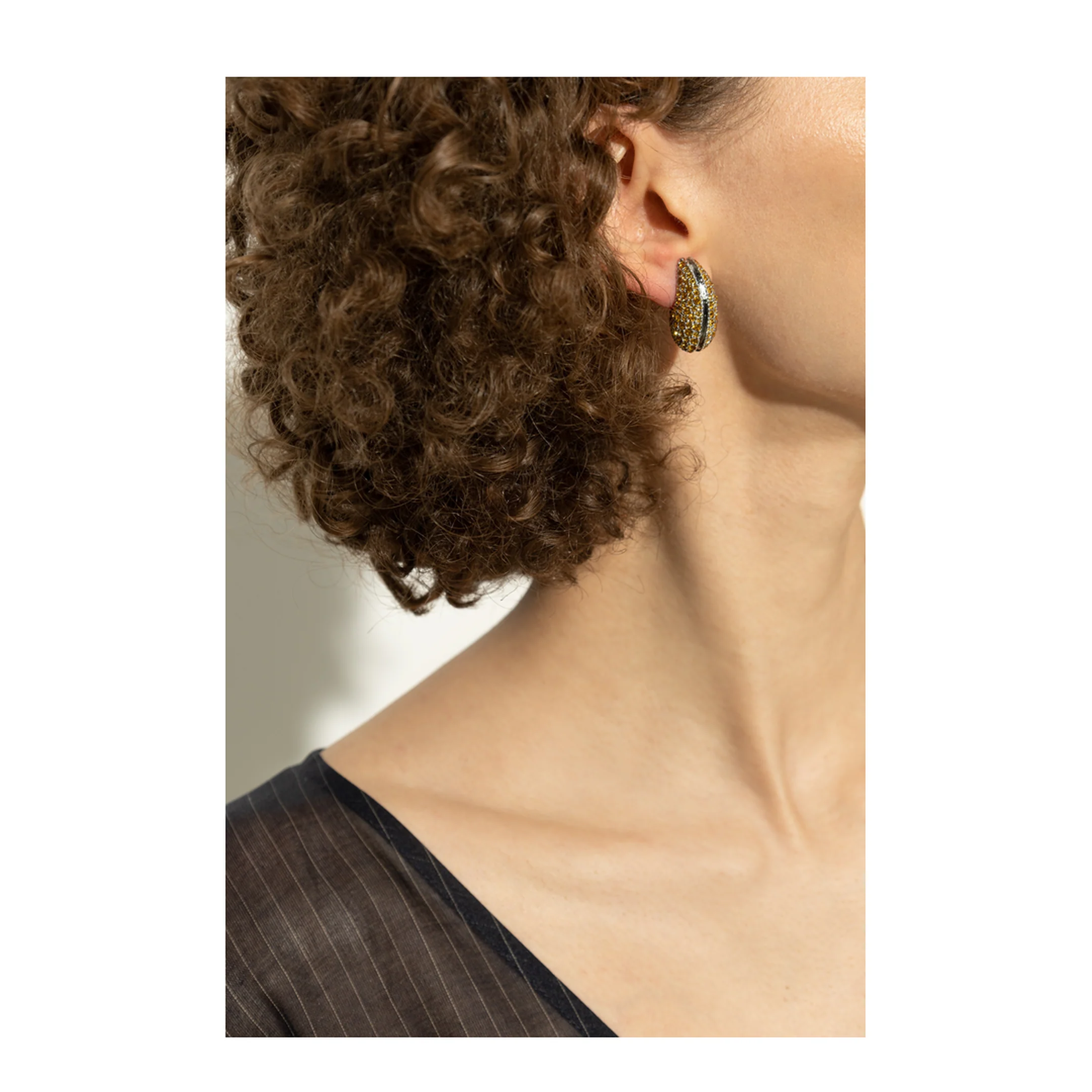 Crystal Embellished Wave Earrings - Image 4