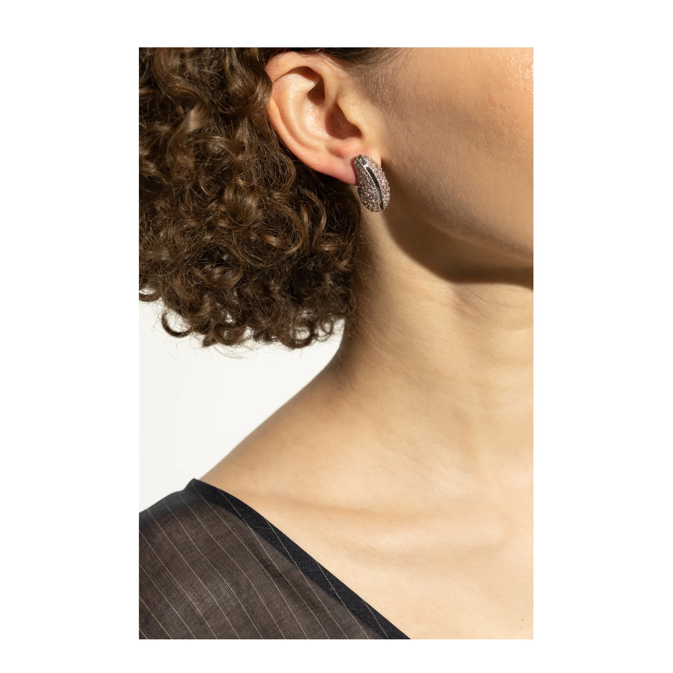 Crystal Embellished Wave Earrings - Image 4