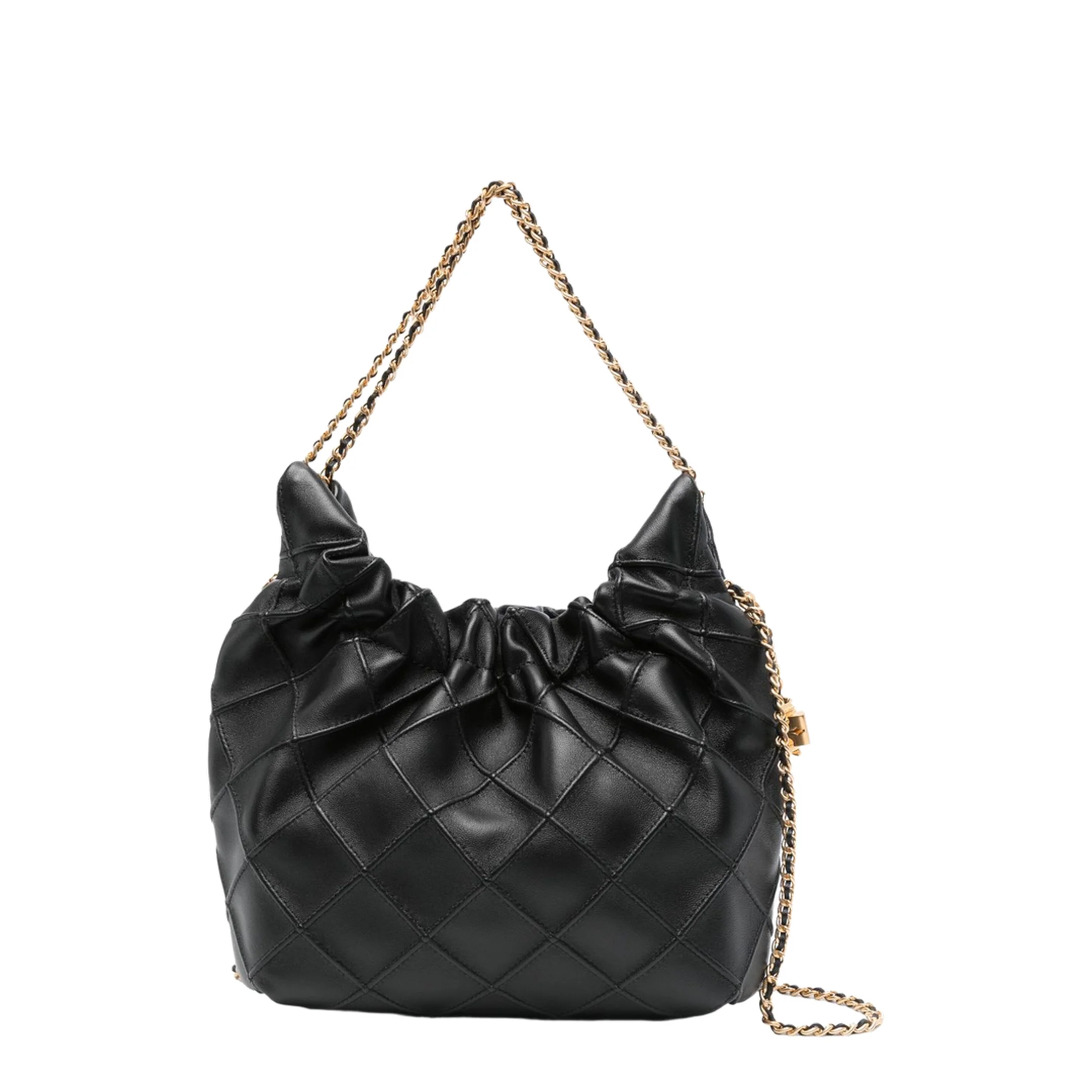 Fleming Mini Leather Hobo Bag - Black