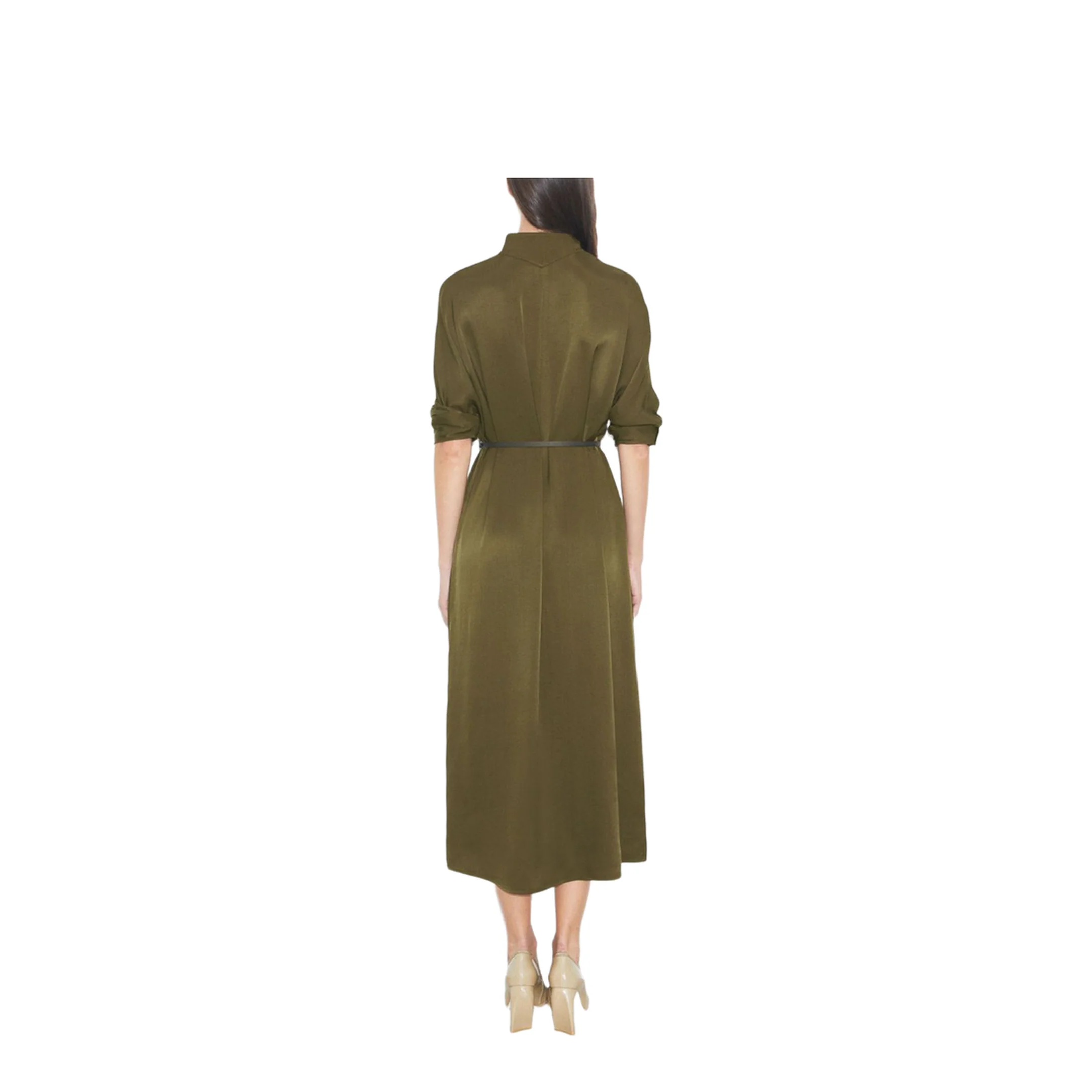 Green Satin Shirt Dresses - Image 2