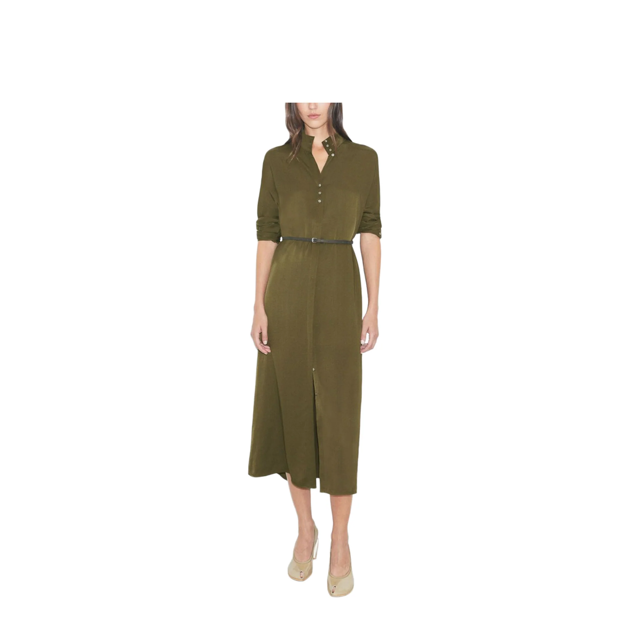 Green Satin Shirt Dresses - Image 3